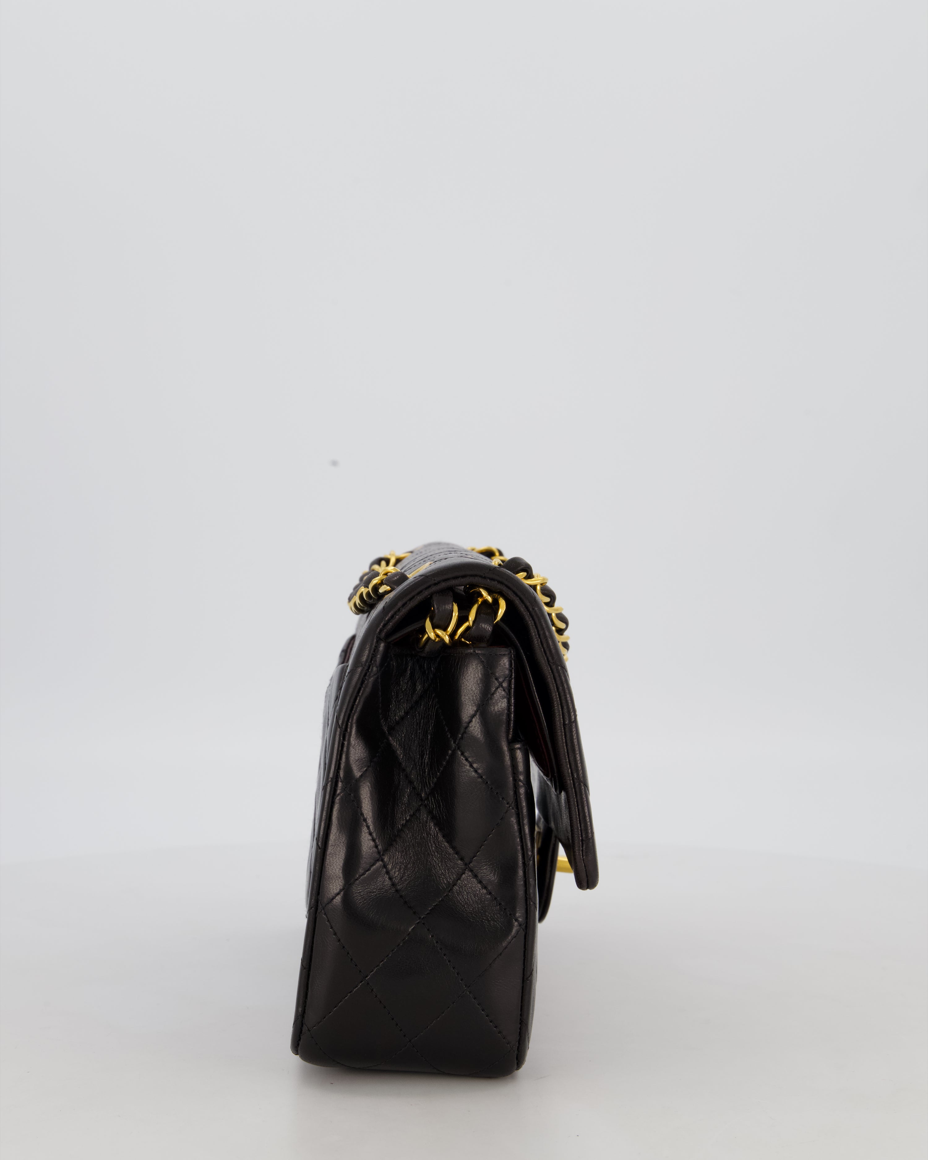 *AMAZING CONDITION* Chanel Black Vintage Medium Classic Double Flap Bag in Lambskin Leather with 24K Gold Hardware