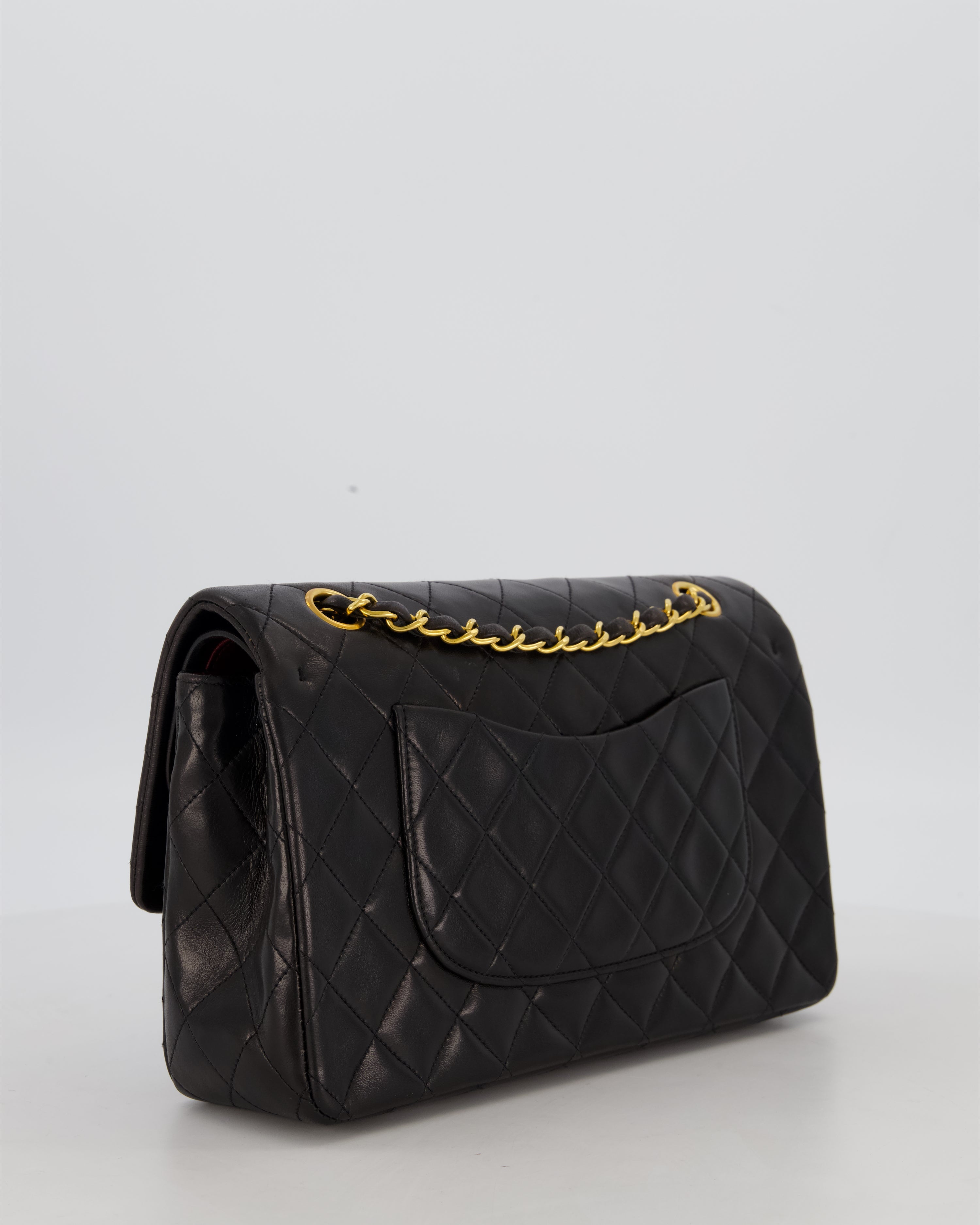 *AMAZING CONDITION* Chanel Black Vintage Medium Classic Double Flap Bag in Lambskin Leather with 24K Gold Hardware