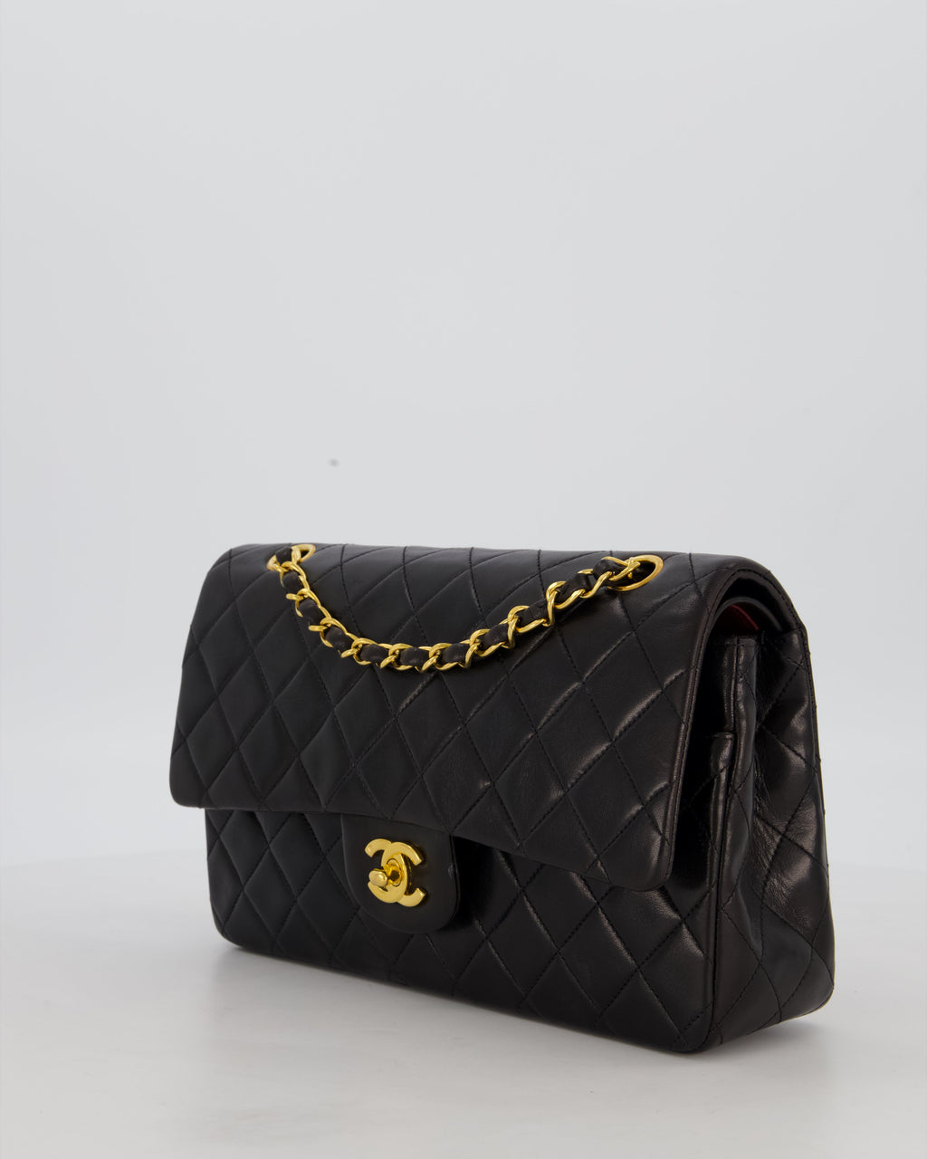*AMAZING CONDITION* Chanel Black Vintage Medium Classic Double Flap Bag in Lambskin Leather with 24K Gold Hardware