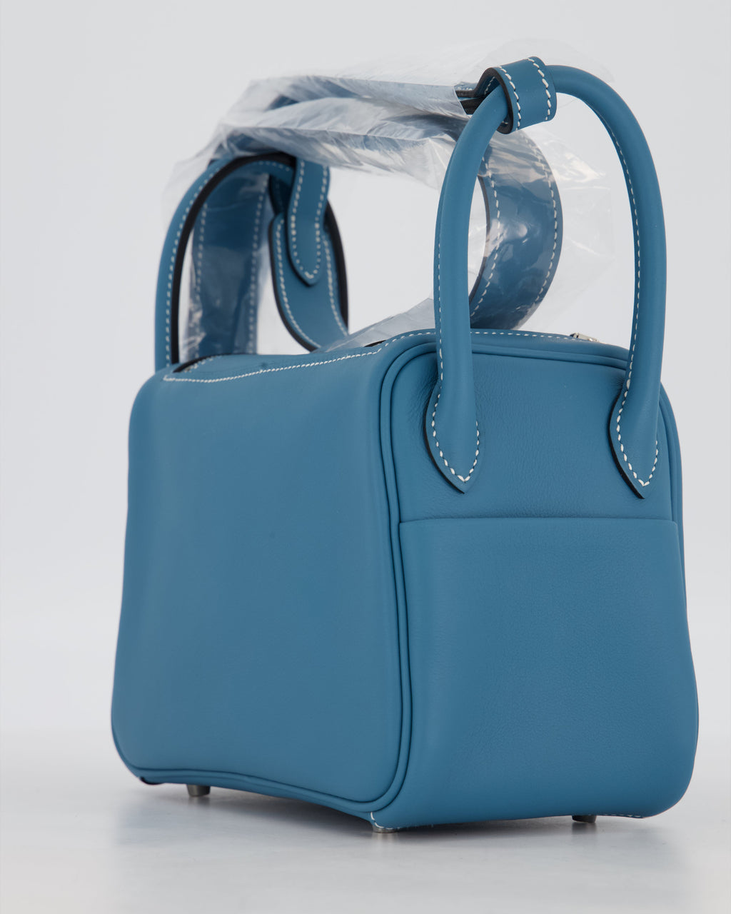 Hermès Mini Lindy Bag in Bleu Jean Swift Leather with Palladium Hardware
