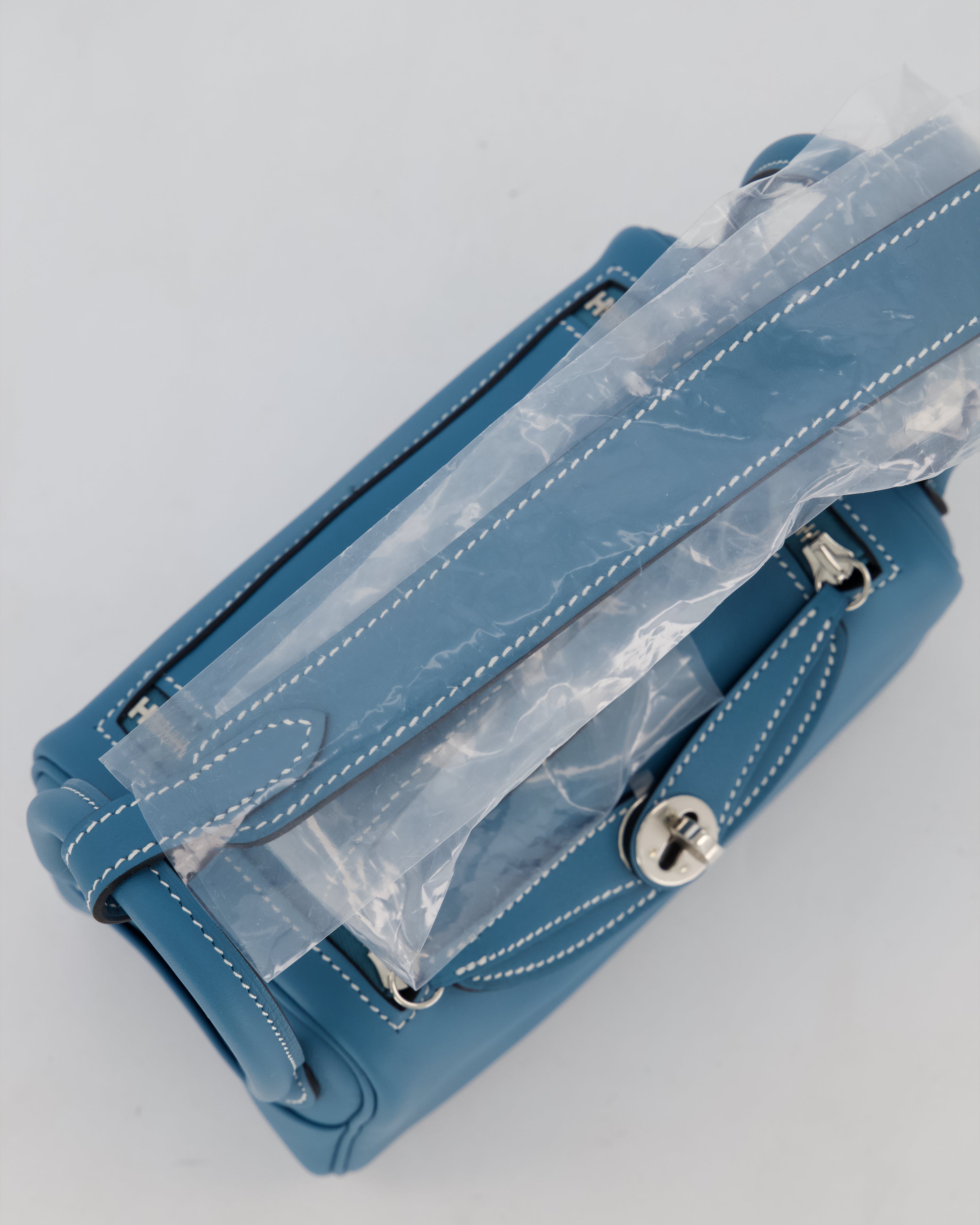 Hermès Mini Lindy Bag in Bleu Jean Swift Leather with Palladium Hardware
