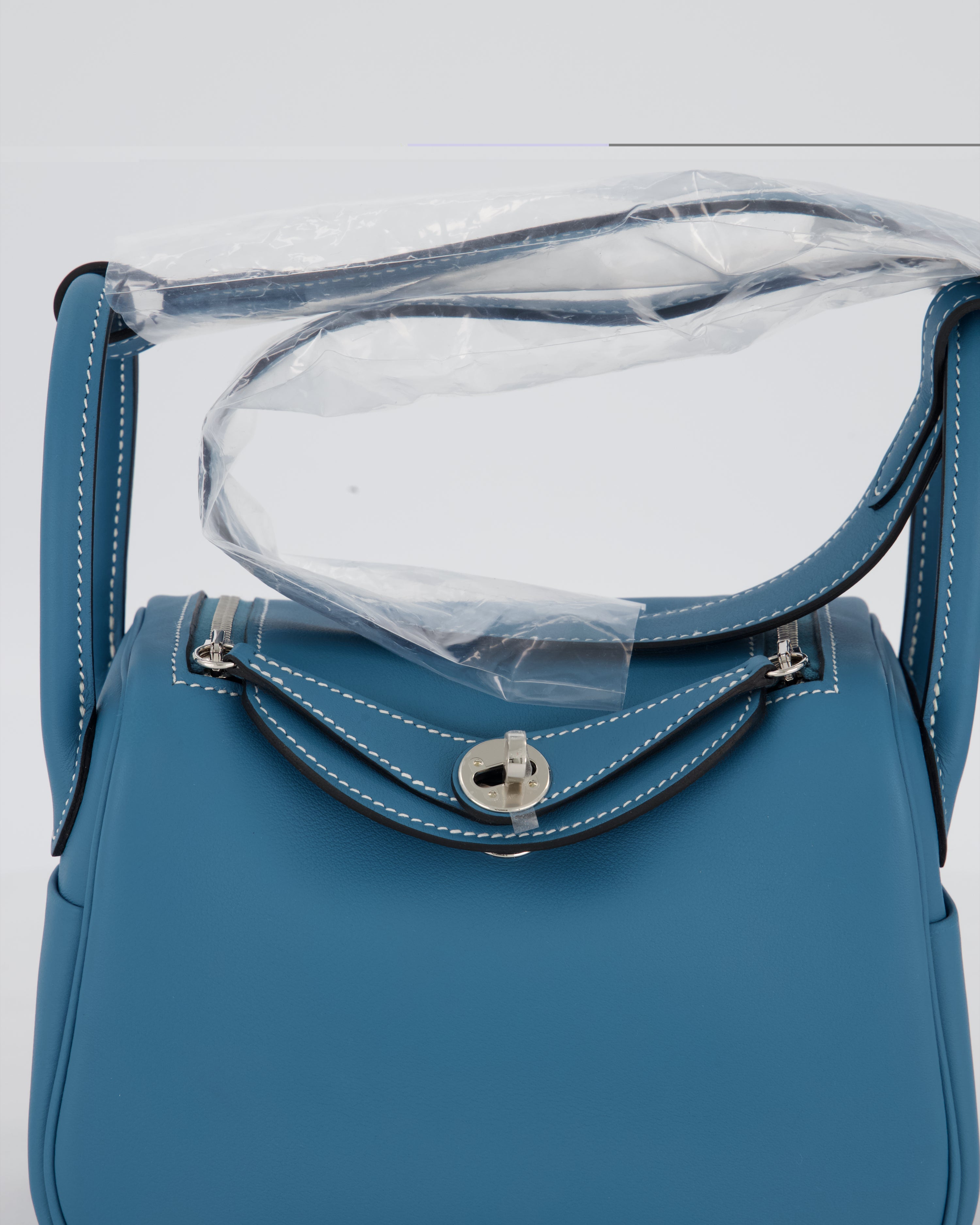 Hermès Mini Lindy Bag in Bleu Jean Swift Leather with Palladium Hardware