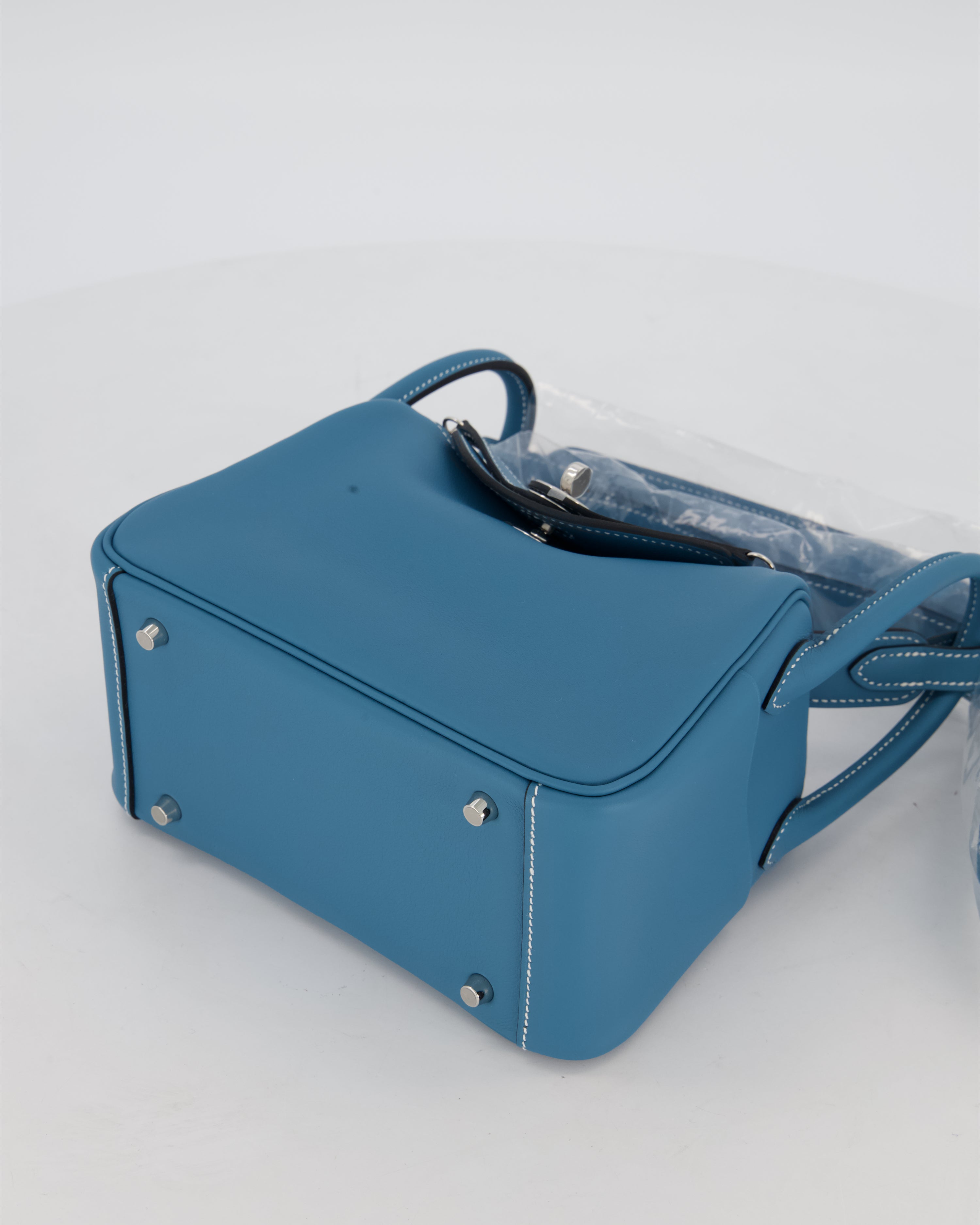 Hermès Mini Lindy Bag in Bleu Jean Swift Leather with Palladium Hardware