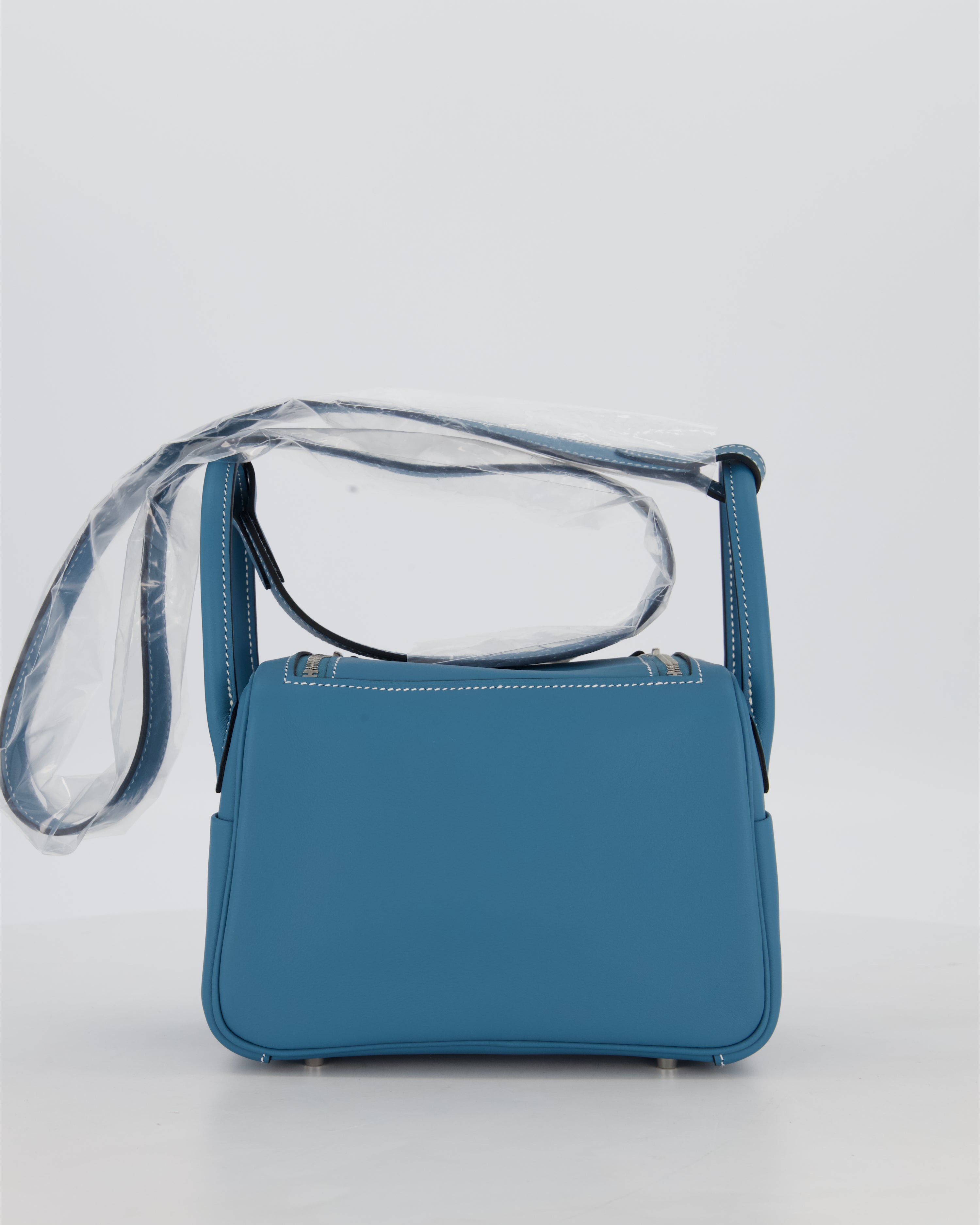 Hermès Mini Lindy Bag in Bleu Jean Swift Leather with Palladium Hardware