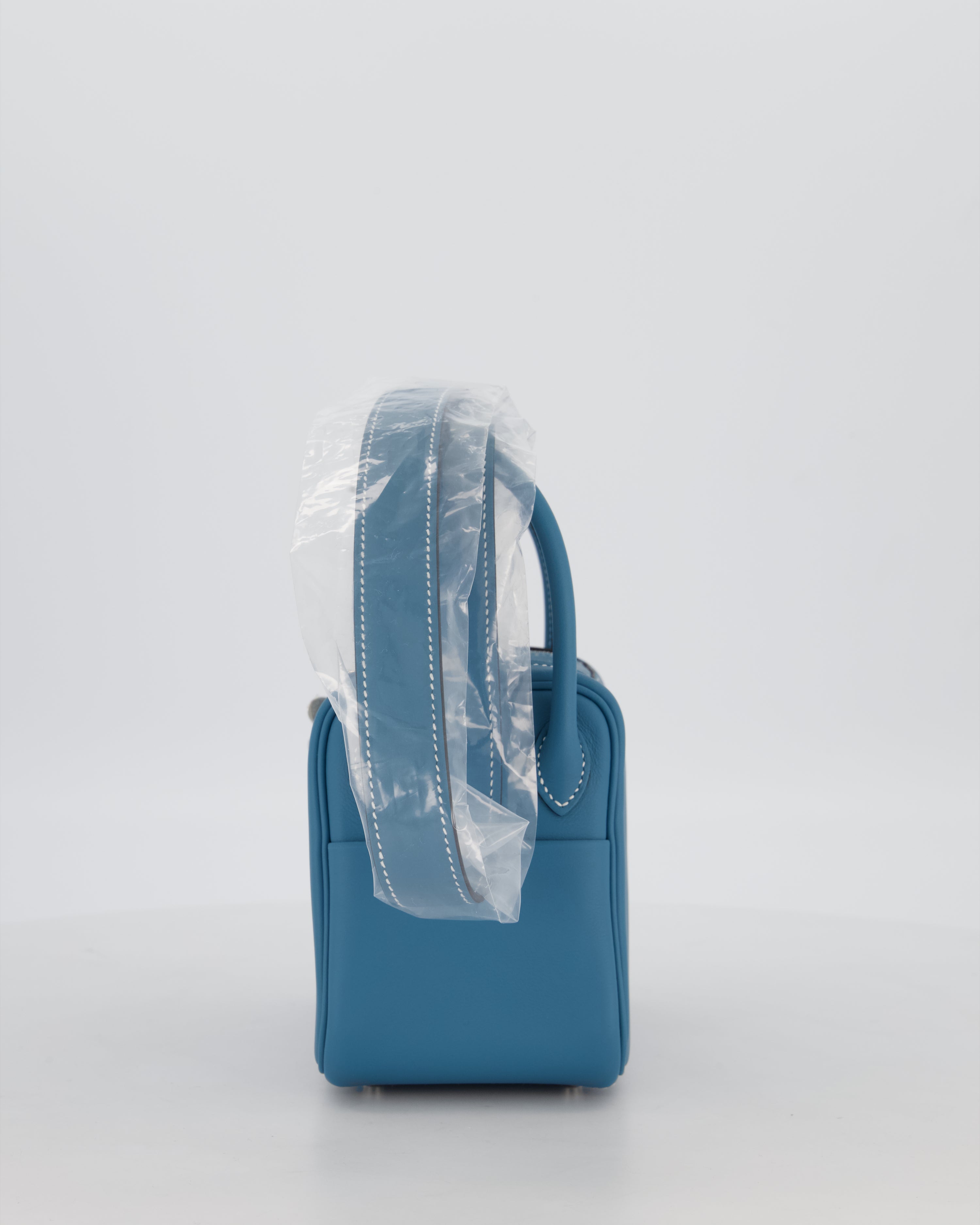 Hermès Mini Lindy Bag in Bleu Jean Swift Leather with Palladium Hardware
