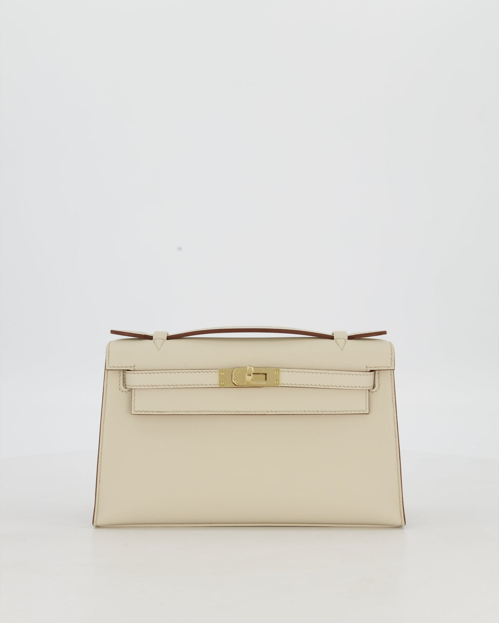 *SUPER RARE* HSS Hermès Kelly Pochette Bag in Beton and Gold Interior Swift Leather with Permabrass Hardware