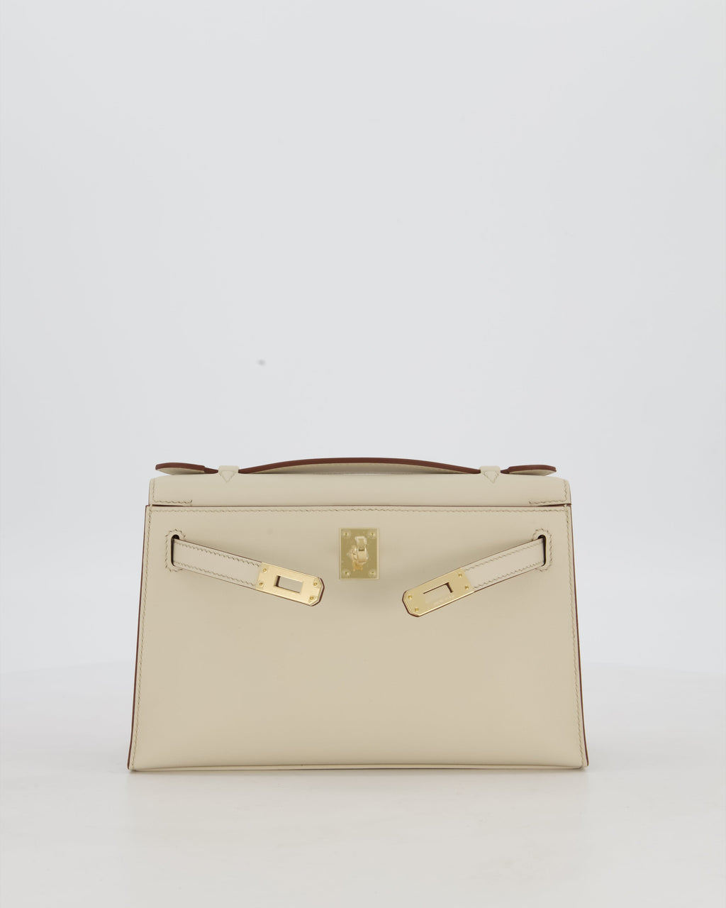 *SUPER RARE* HSS Hermès Kelly Pochette Bag in Beton and Gold Interior Swift Leather with Permabrass Hardware