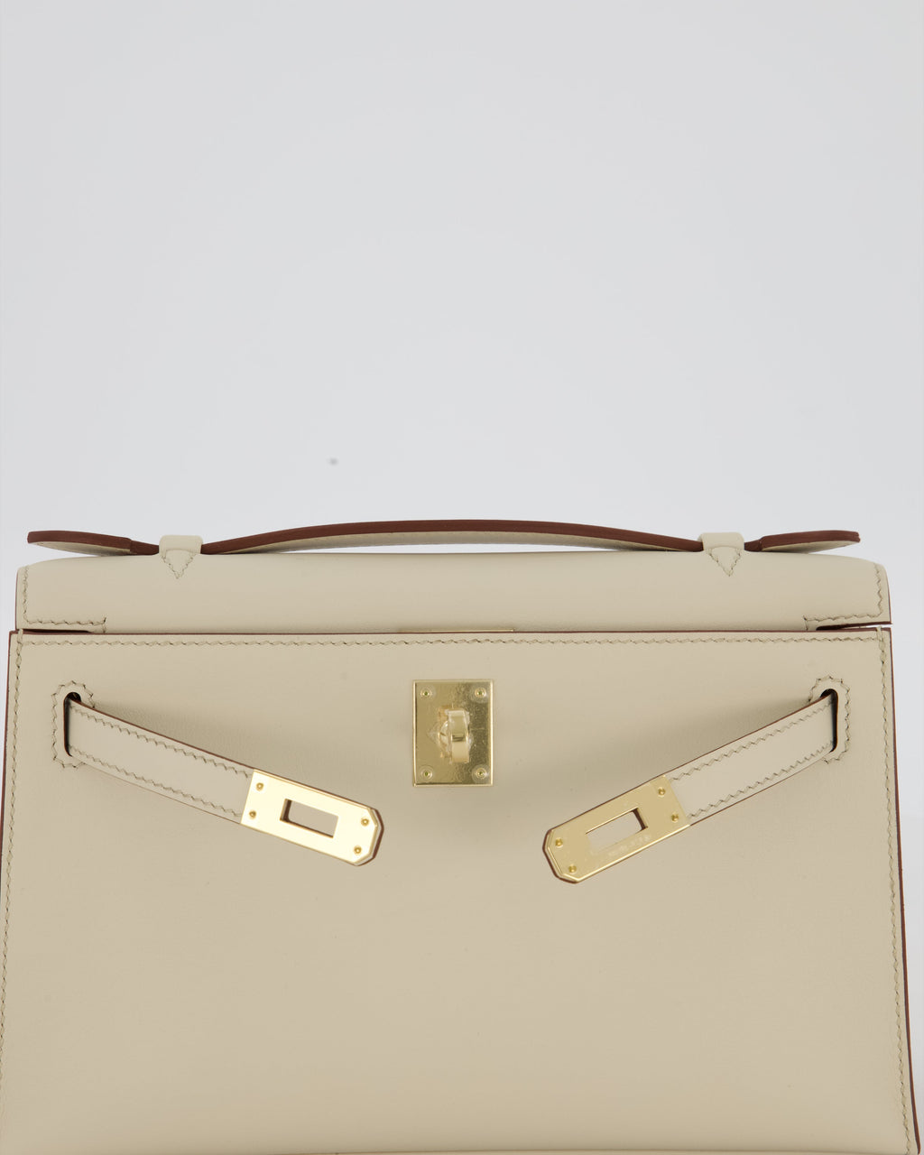 *SUPER RARE* HSS Hermès Kelly Pochette Bag in Beton and Gold Interior Swift Leather with Permabrass Hardware