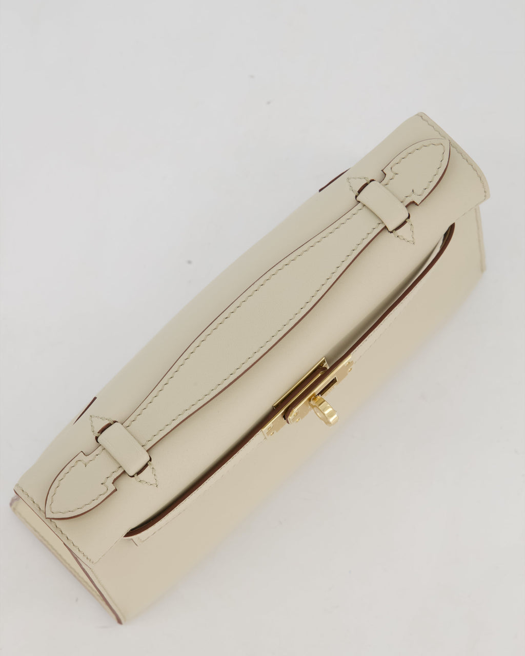 *SUPER RARE* HSS Hermès Kelly Pochette Bag in Beton and Gold Interior Swift Leather with Permabrass Hardware