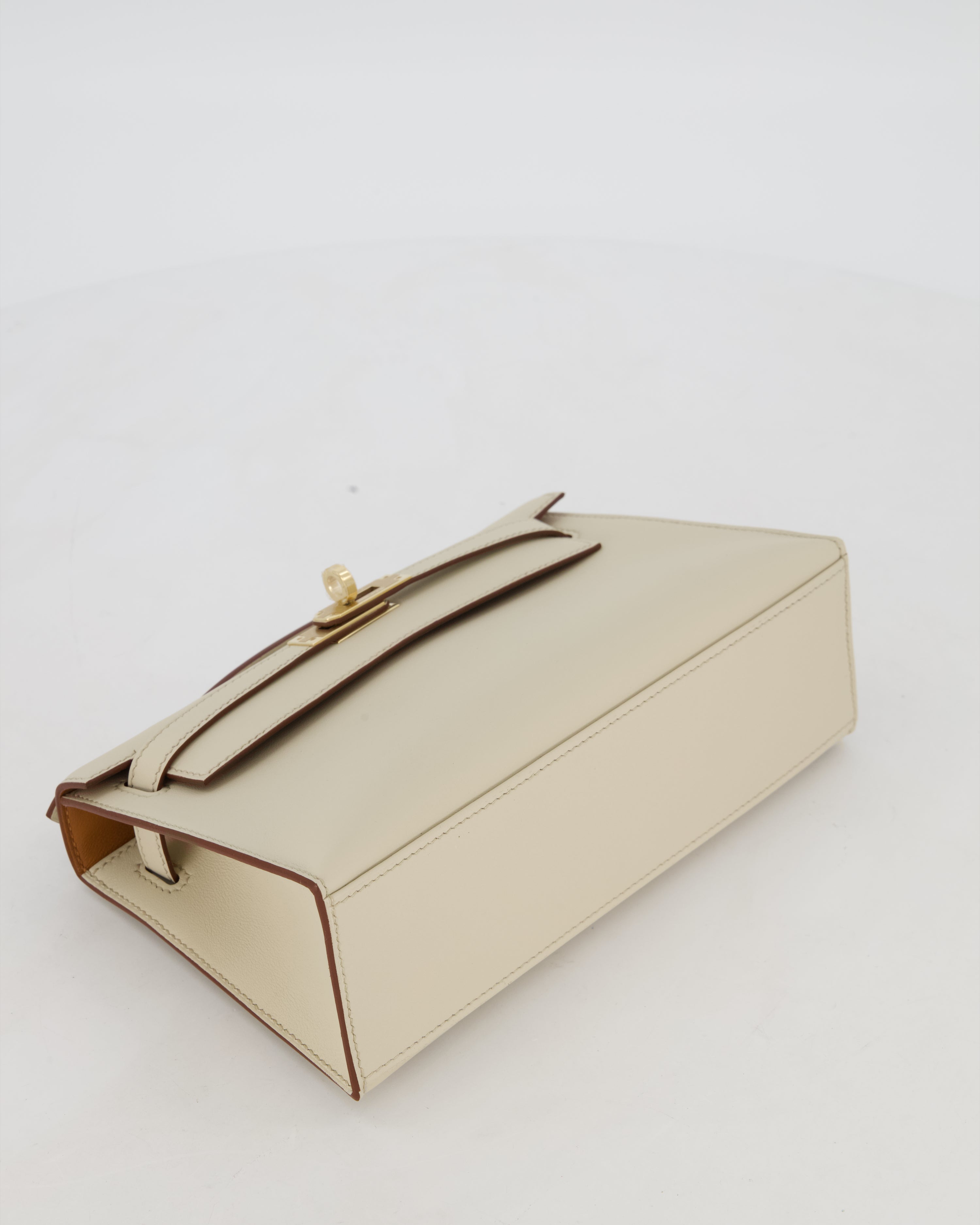 *SUPER RARE* HSS Hermès Kelly Pochette Bag in Beton and Gold Interior Swift Leather with Permabrass Hardware
