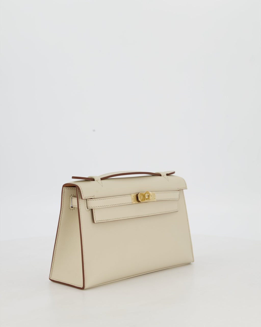 *SUPER RARE* HSS Hermès Kelly Pochette Bag in Beton and Gold Interior Swift Leather with Permabrass Hardware