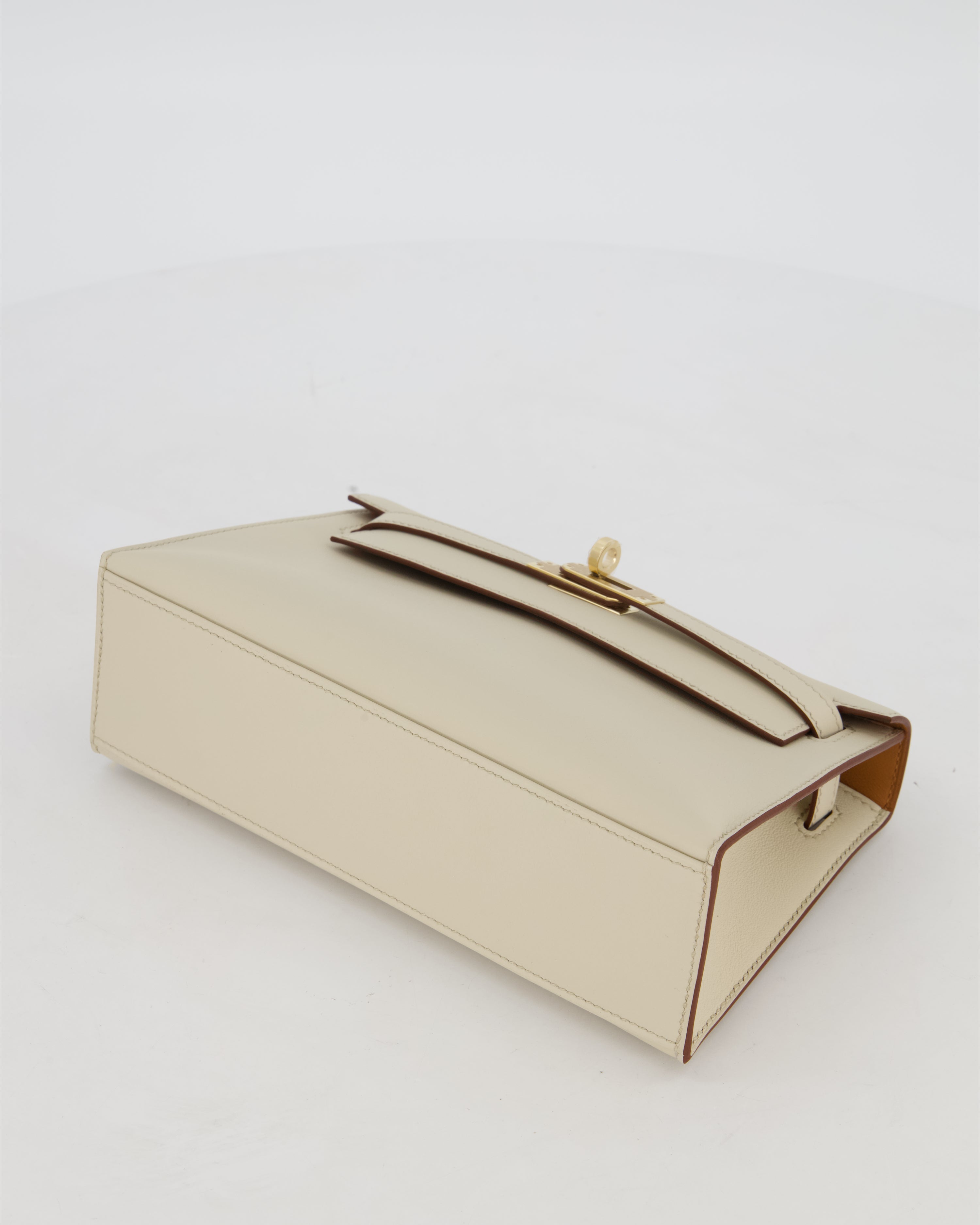 *SUPER RARE* HSS Hermès Kelly Pochette Bag in Beton and Gold Interior Swift Leather with Permabrass Hardware