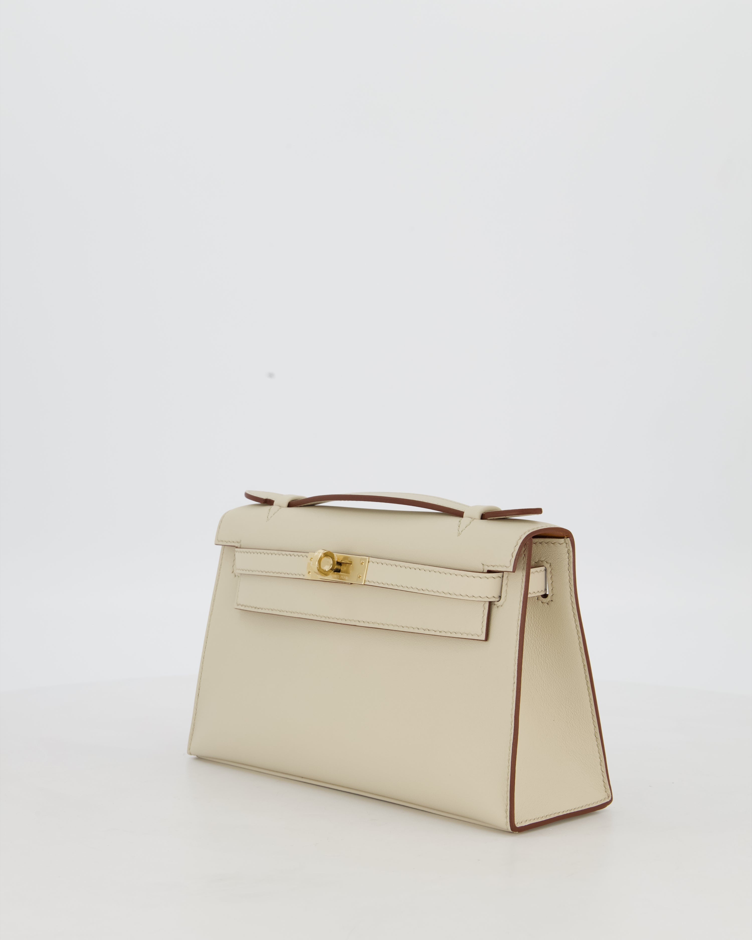 *SUPER RARE* HSS Hermès Kelly Pochette Bag in Beton and Gold Interior Swift Leather with Permabrass Hardware