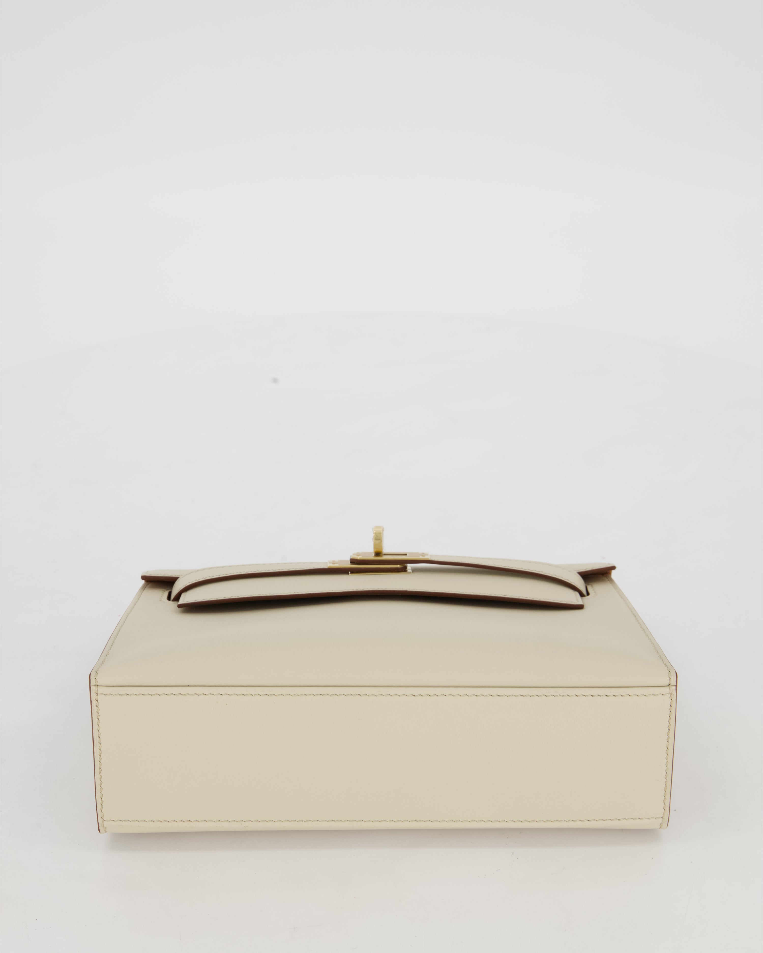 *SUPER RARE* HSS Hermès Kelly Pochette Bag in Beton and Gold Interior Swift Leather with Permabrass Hardware
