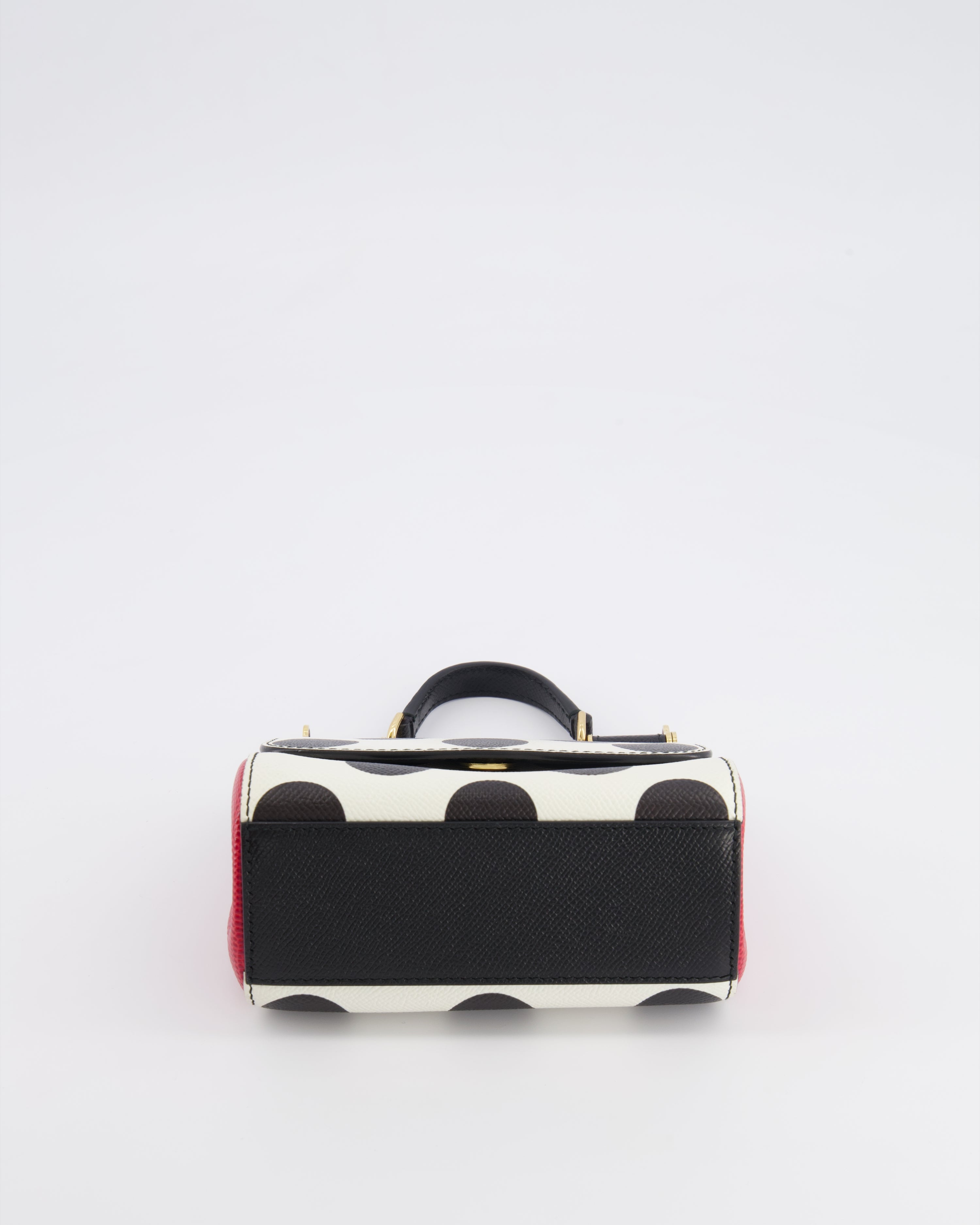 Dolce & Gabbana White, Black and Red Polkadot Mini Sicily Bag with Gold Hardware