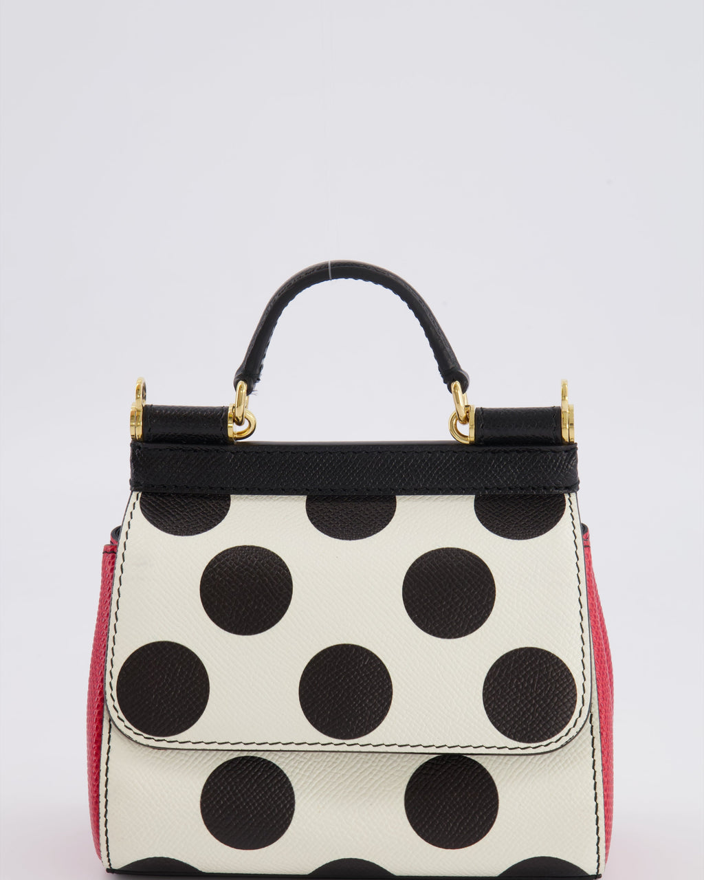 Dolce & Gabbana White, Black and Red Polkadot Mini Sicily Bag with Gold Hardware