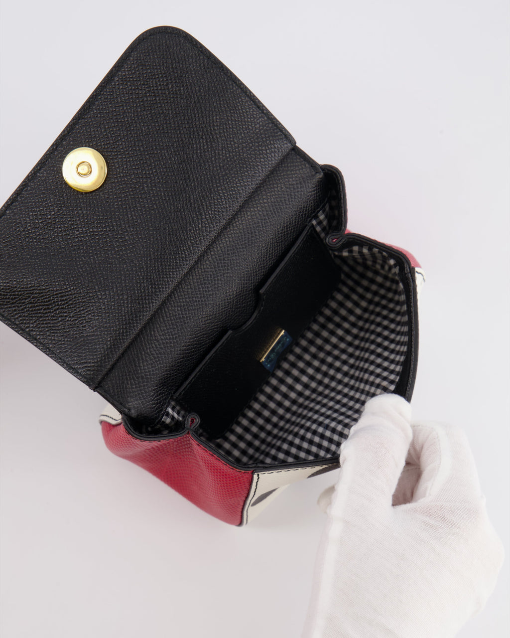Dolce & Gabbana White, Black and Red Polkadot Mini Sicily Bag with Gold Hardware