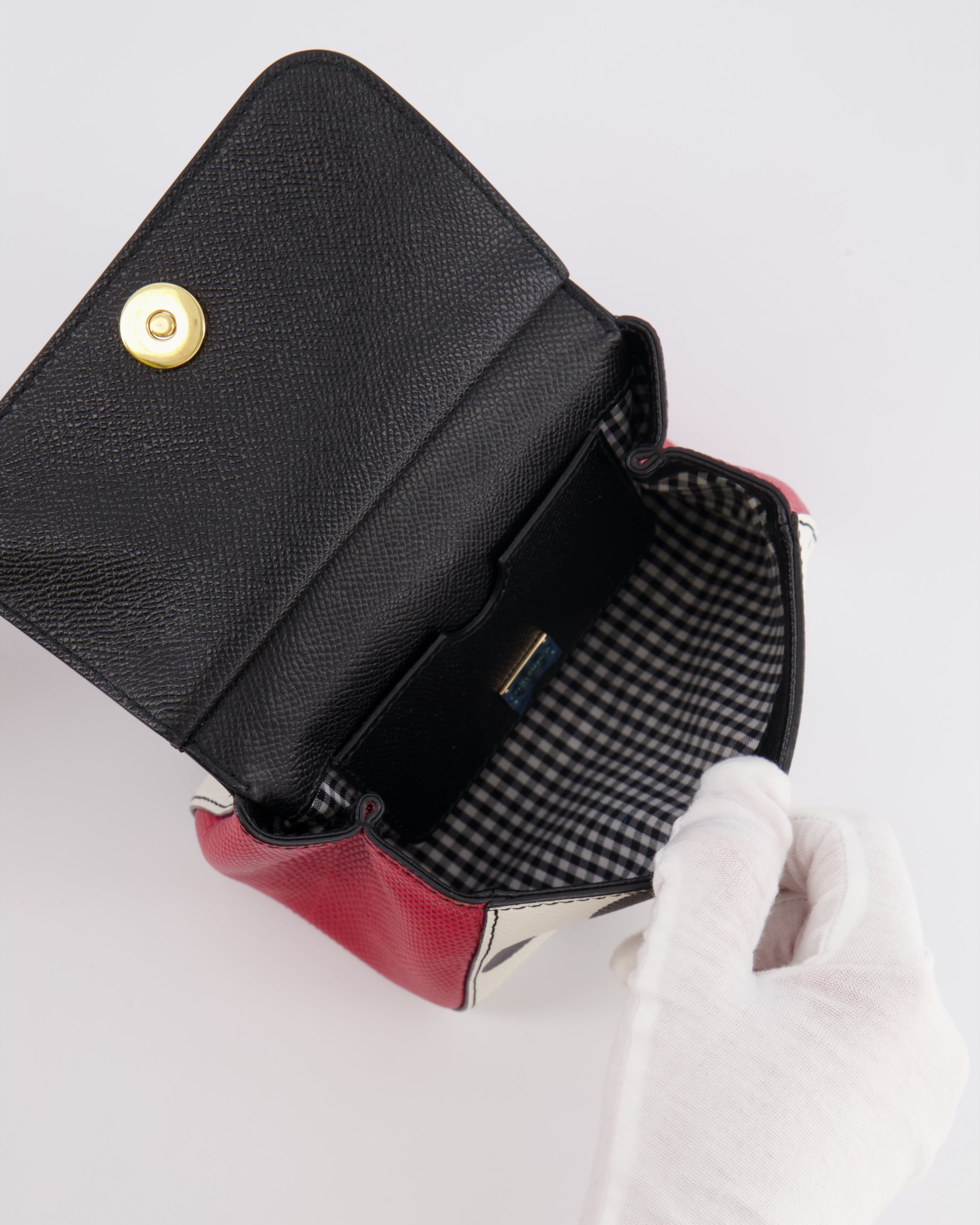 Dolce & Gabbana White, Black and Red Polkadot Mini Sicily Bag with Gold Hardware
