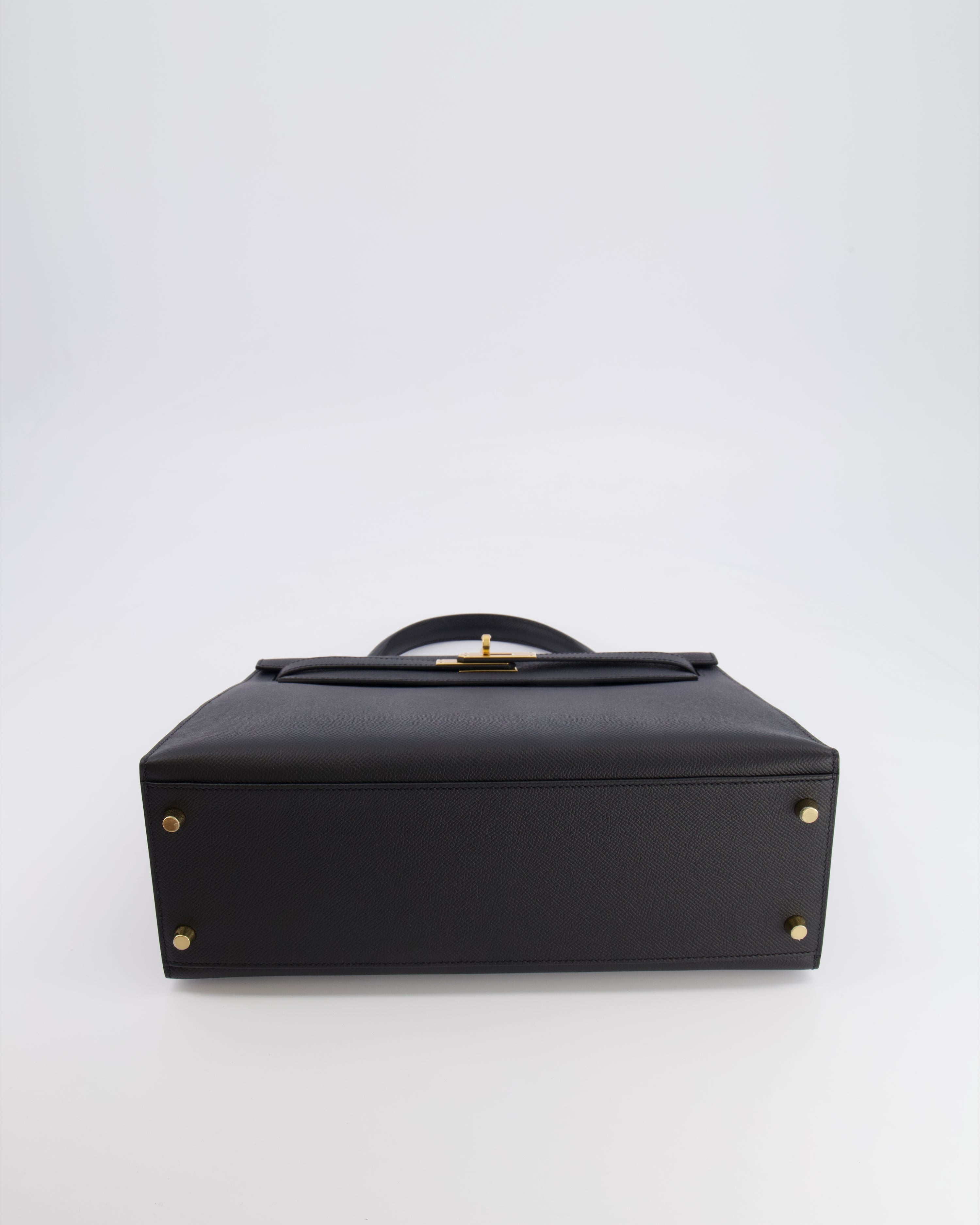 Hermès Kelly 32 Sellier Bag in Noir Epsom Leather with Gold Hardware