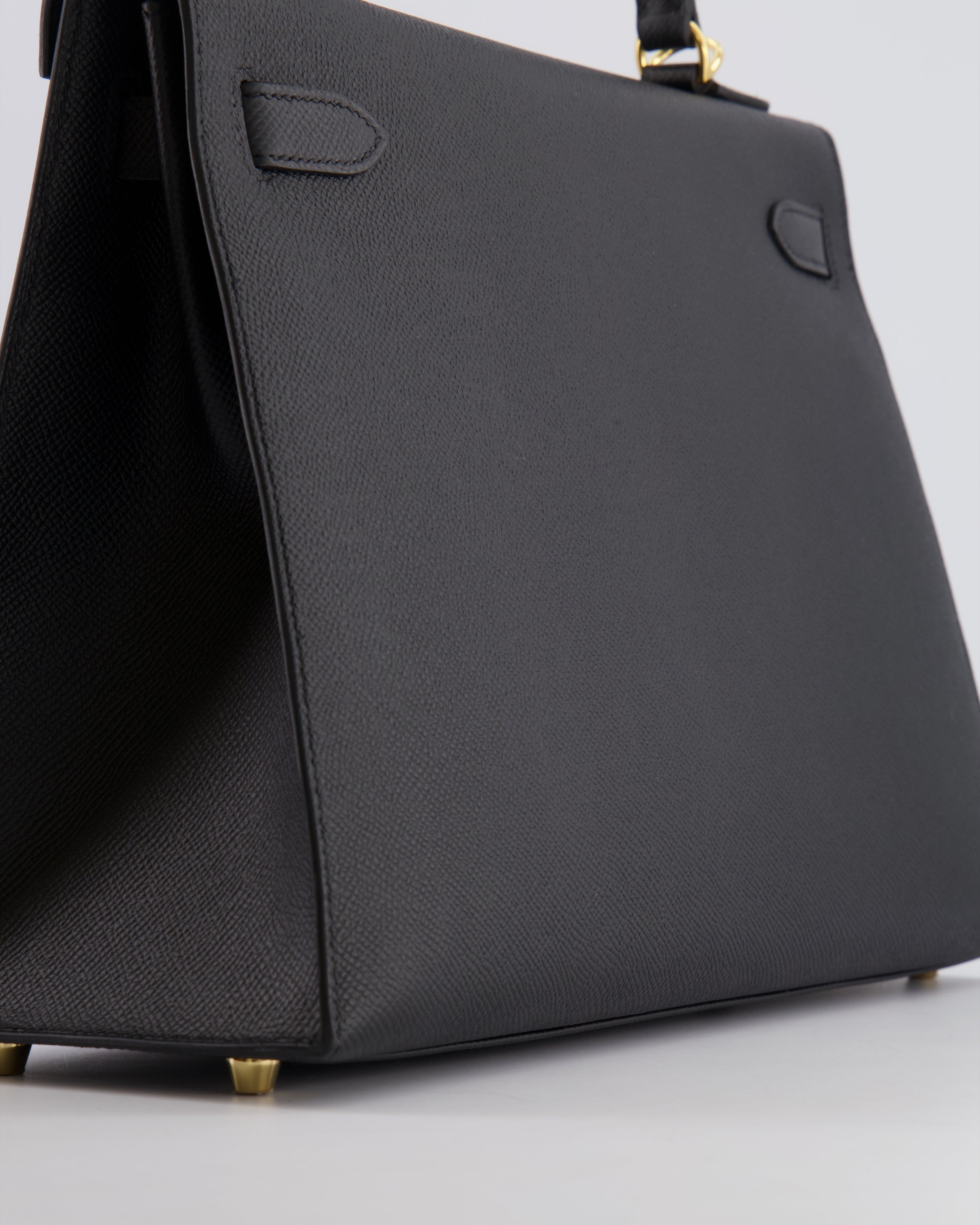 Hermès Kelly 32 Sellier Bag in Noir Epsom Leather with Gold Hardware