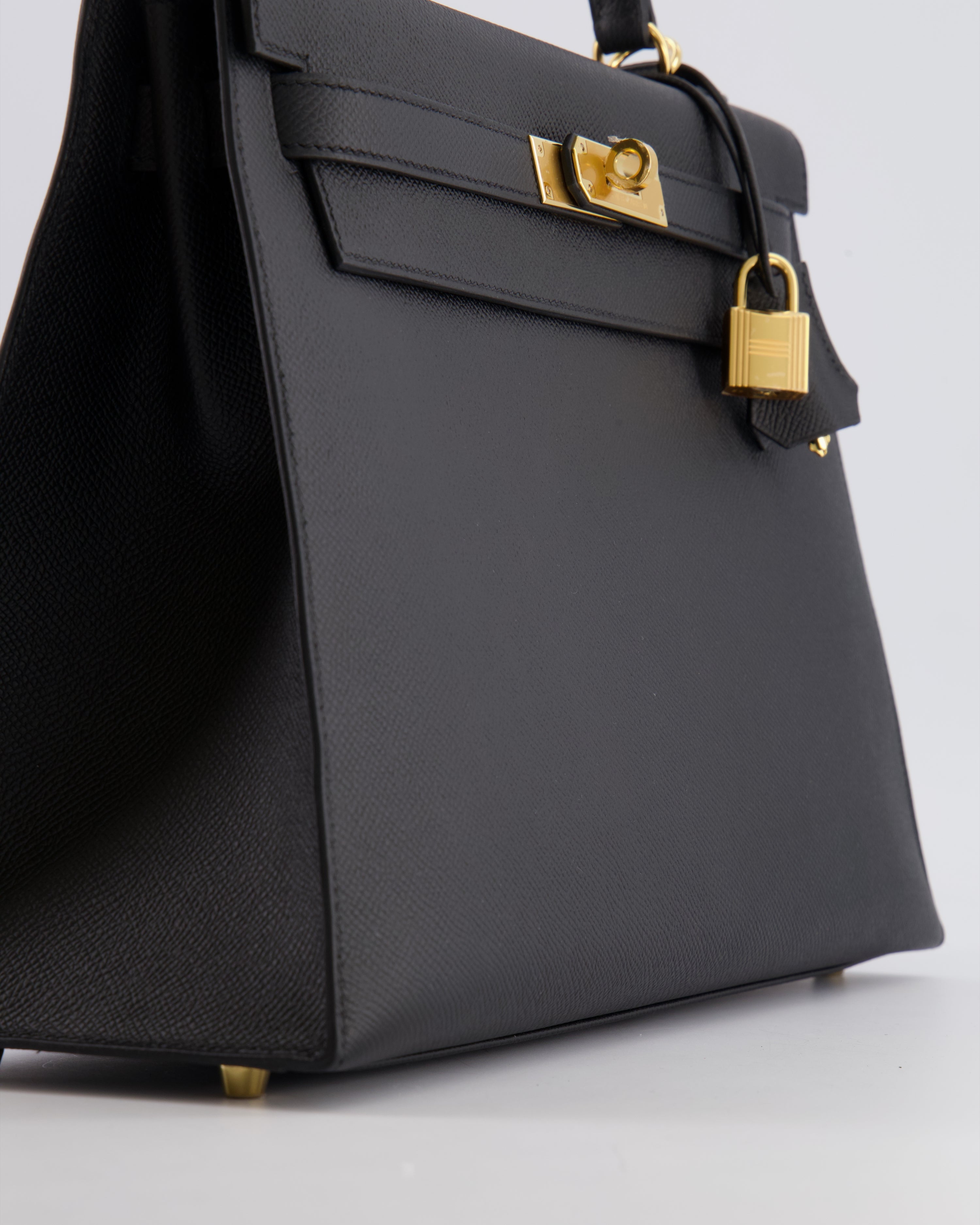 Hermès Kelly 32 Sellier Bag in Noir Epsom Leather with Gold Hardware