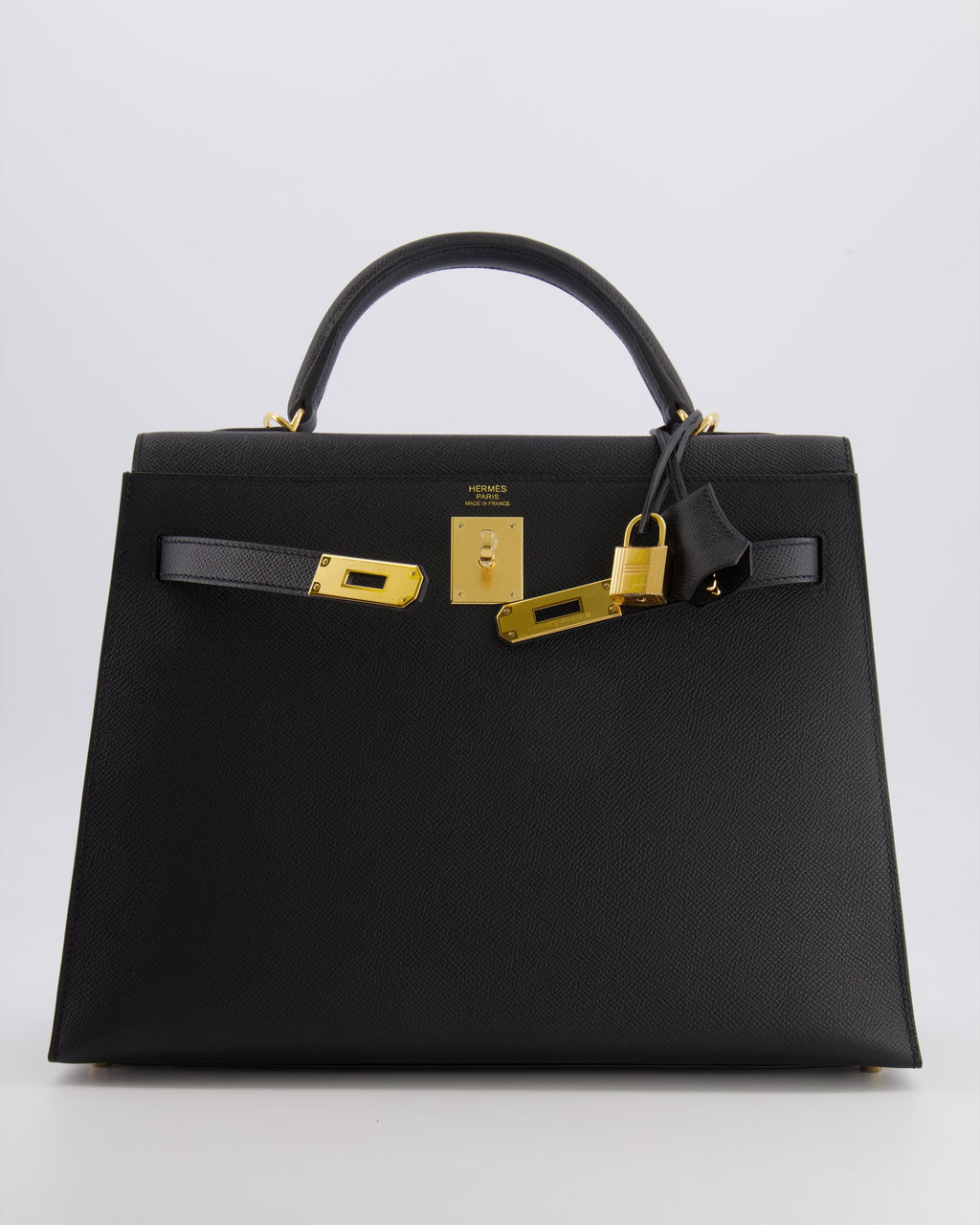 Hermès Kelly 32 Sellier Bag in Noir Epsom Leather with Gold Hardware