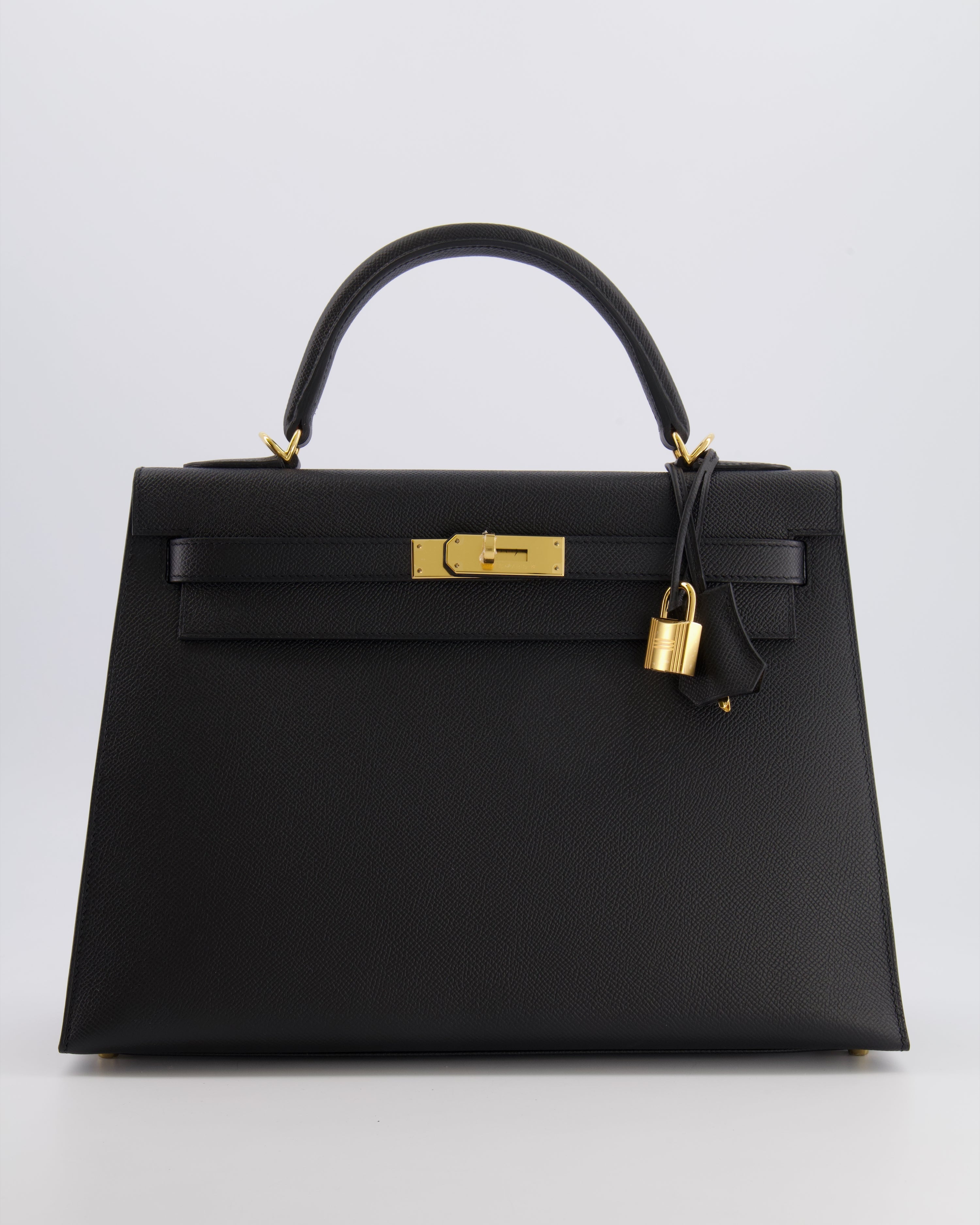 Hermès Kelly 32 Sellier Bag in Noir Epsom Leather with Gold Hardware