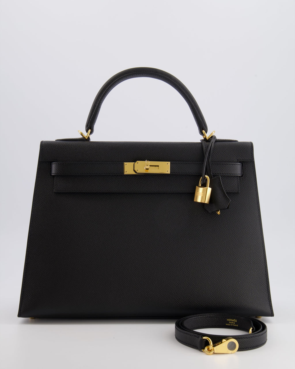 Hermès Kelly 32 Sellier Bag in Noir Epsom Leather with Gold Hardware