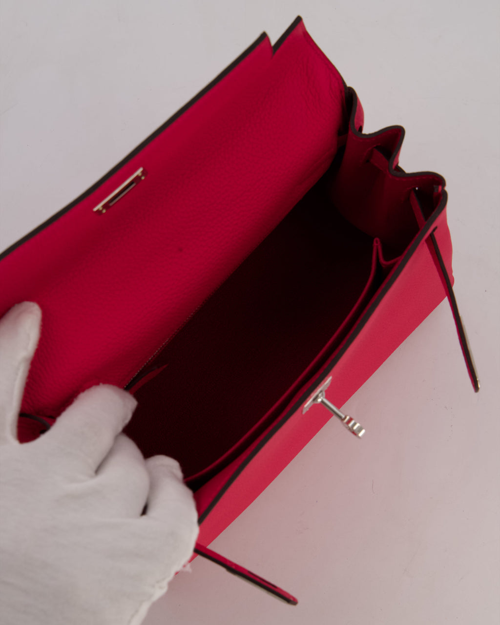 *RARE* Hermès Kelly Retourne Bag in Rose Mexico Togo Leather with Palladium Hardware