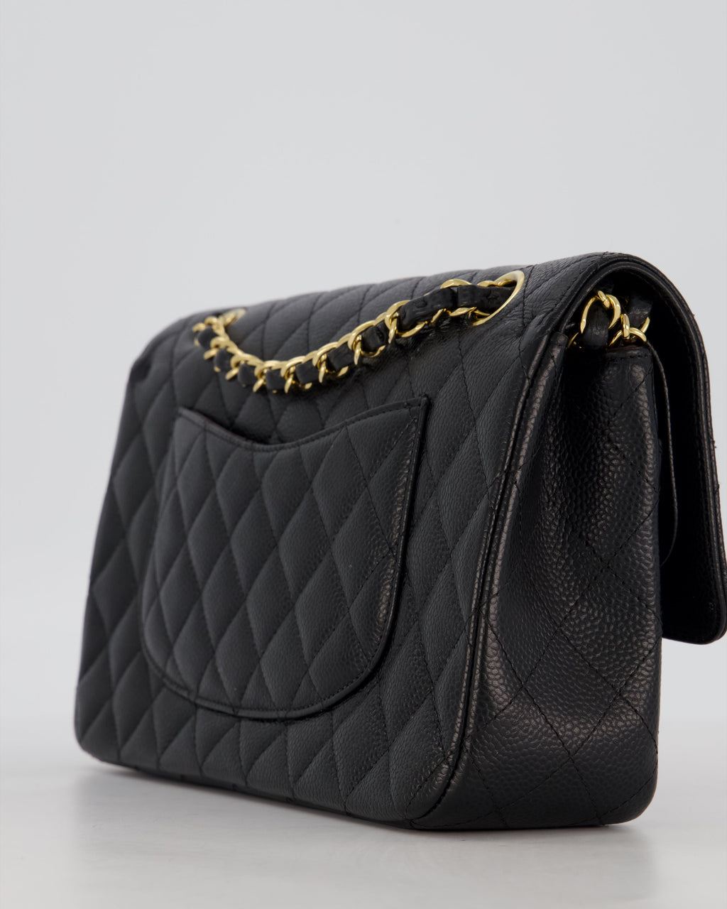 Chanel Black Medium Classic Double Flap Bag in Caviar Leather with Gold Hardware