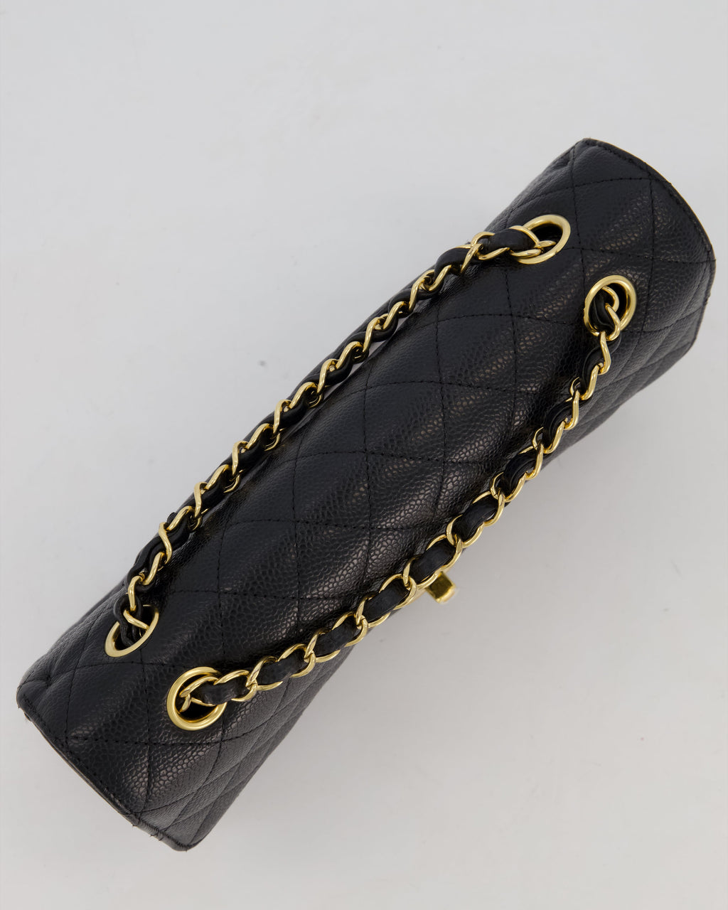 Chanel Black Medium Classic Double Flap Bag in Caviar Leather with Gold Hardware