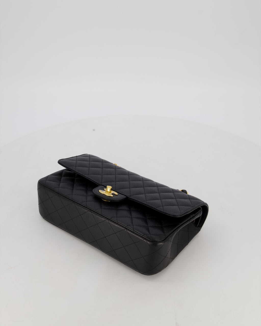 Chanel Black Medium Classic Double Flap Bag in Caviar Leather with Gold Hardware