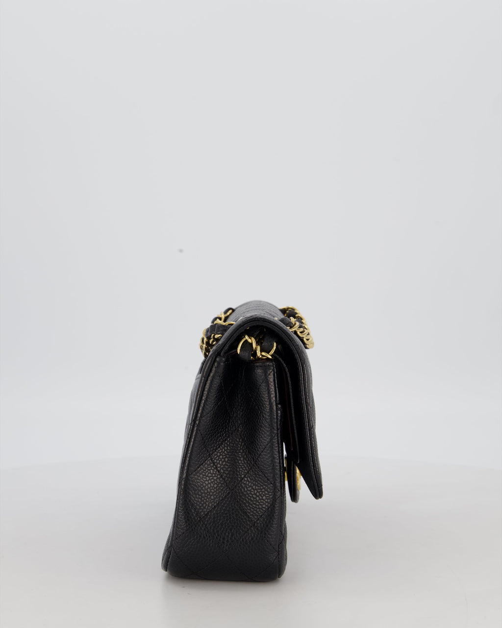 Chanel Black Medium Classic Double Flap Bag in Caviar Leather with Gold Hardware