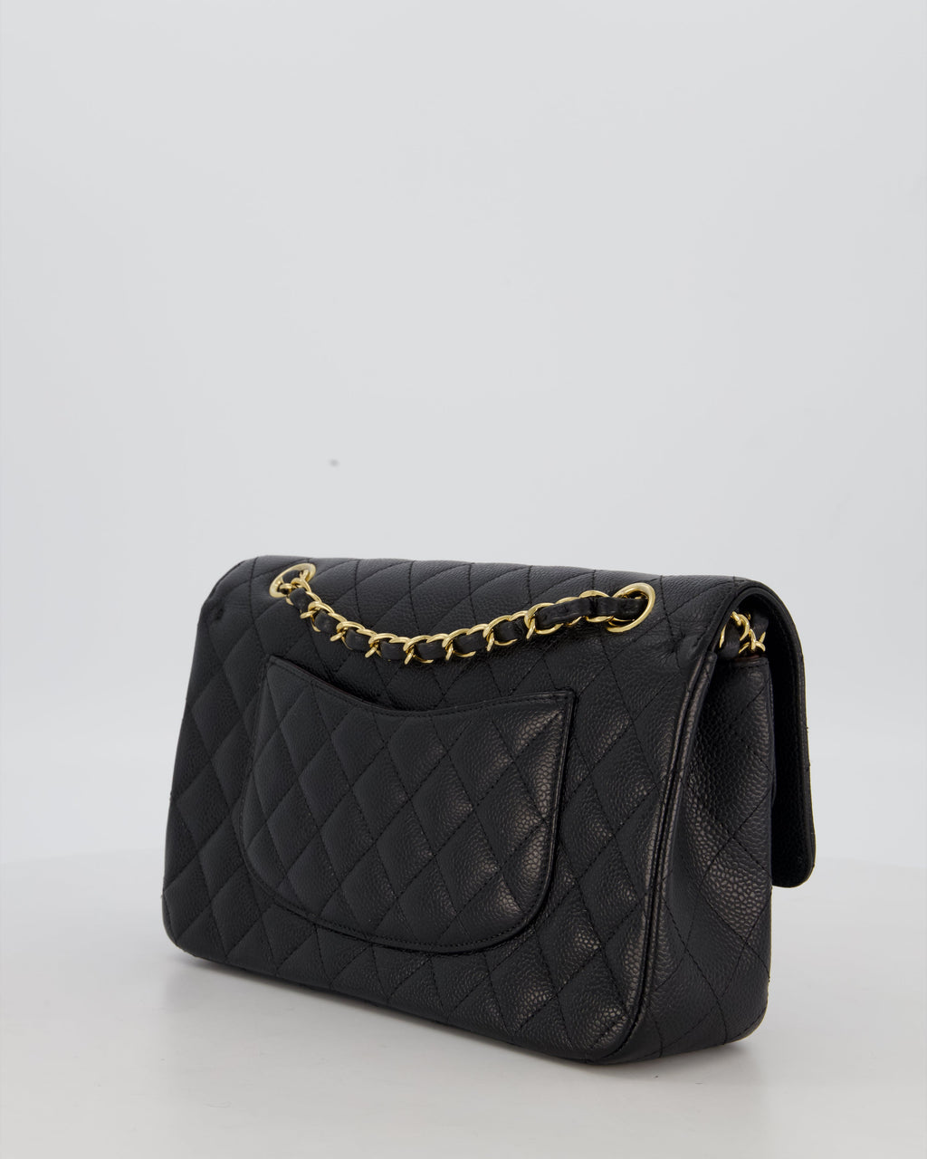 Chanel Black Medium Classic Double Flap Bag in Caviar Leather with Gold Hardware
