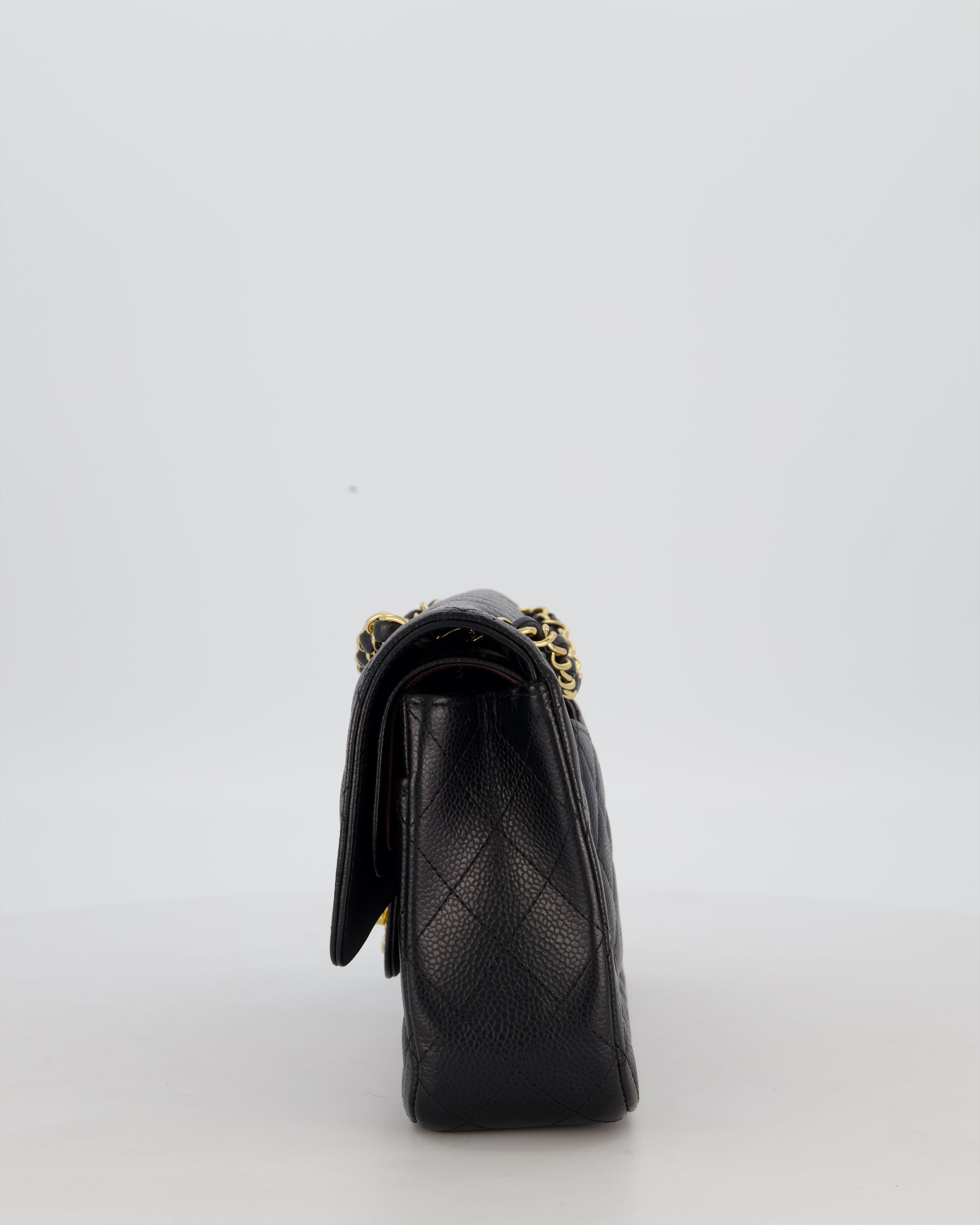 Chanel Black Medium Classic Double Flap Bag in Caviar Leather with Gold Hardware