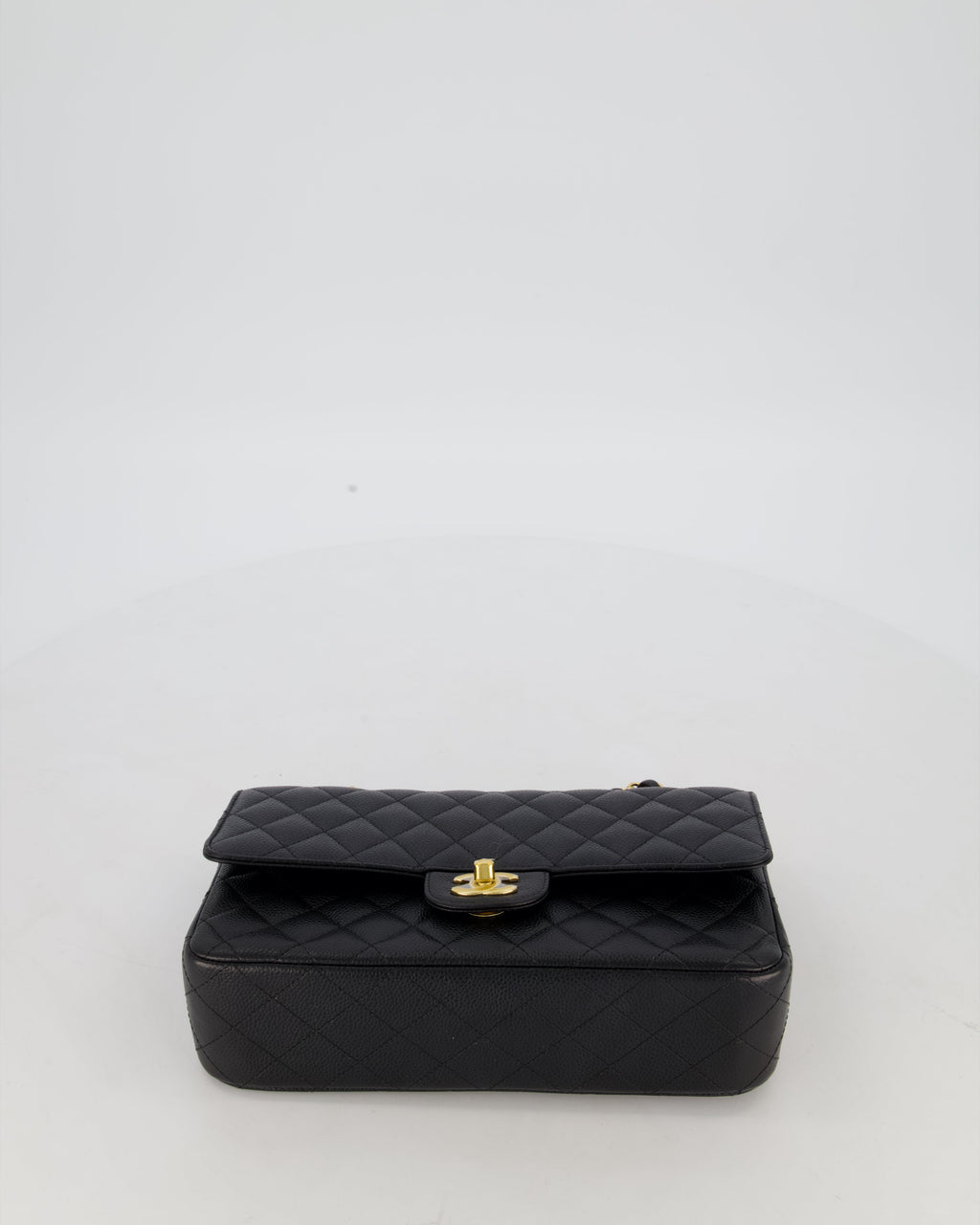 Chanel Black Medium Classic Double Flap Bag in Caviar Leather with Gold Hardware