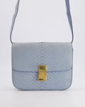 Céline Baby Blue Medium Box Shoulder Bag in Python Leather with Gold Hardware