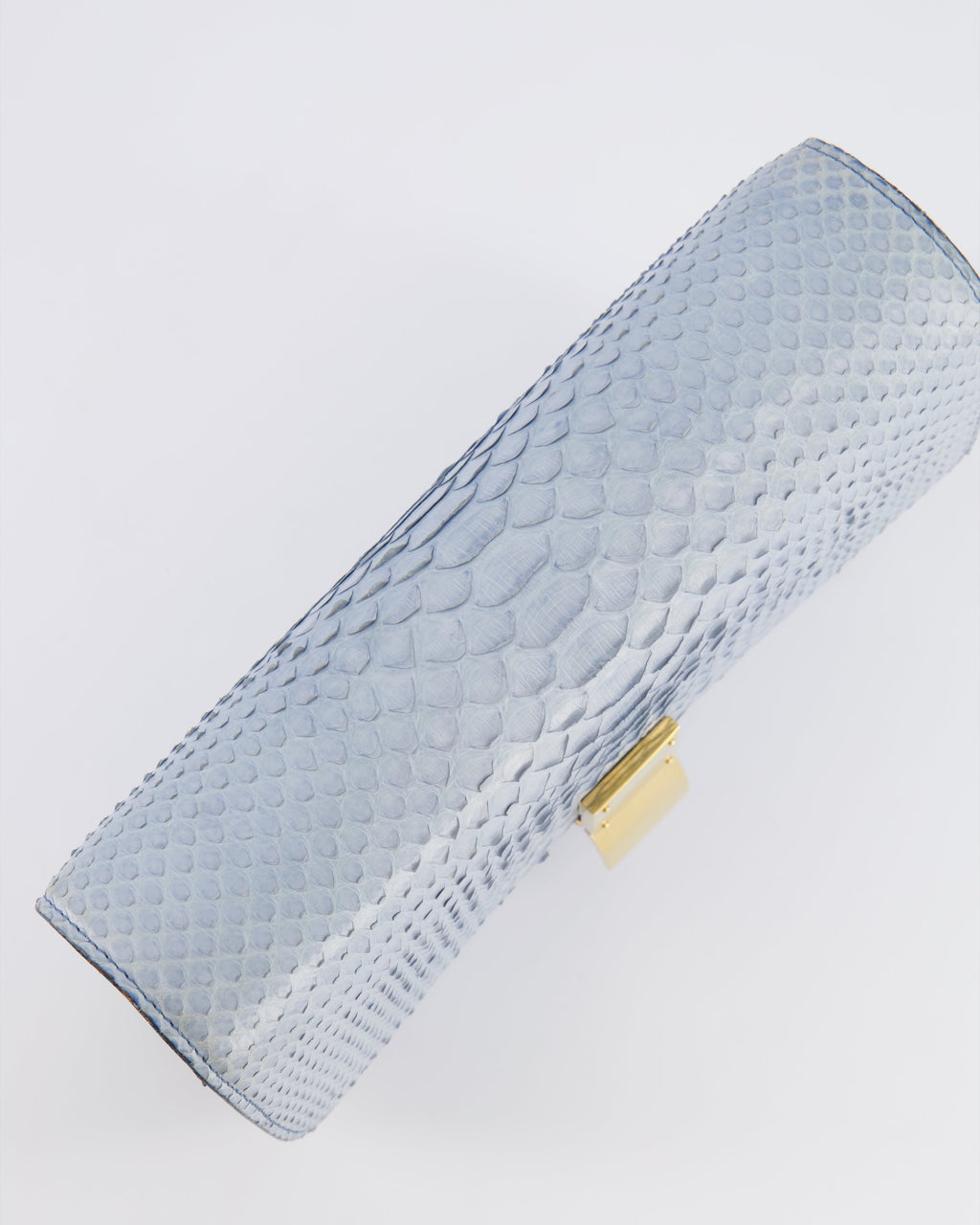 Céline Baby Blue Medium Box Shoulder Bag in Python Leather with Gold Hardware