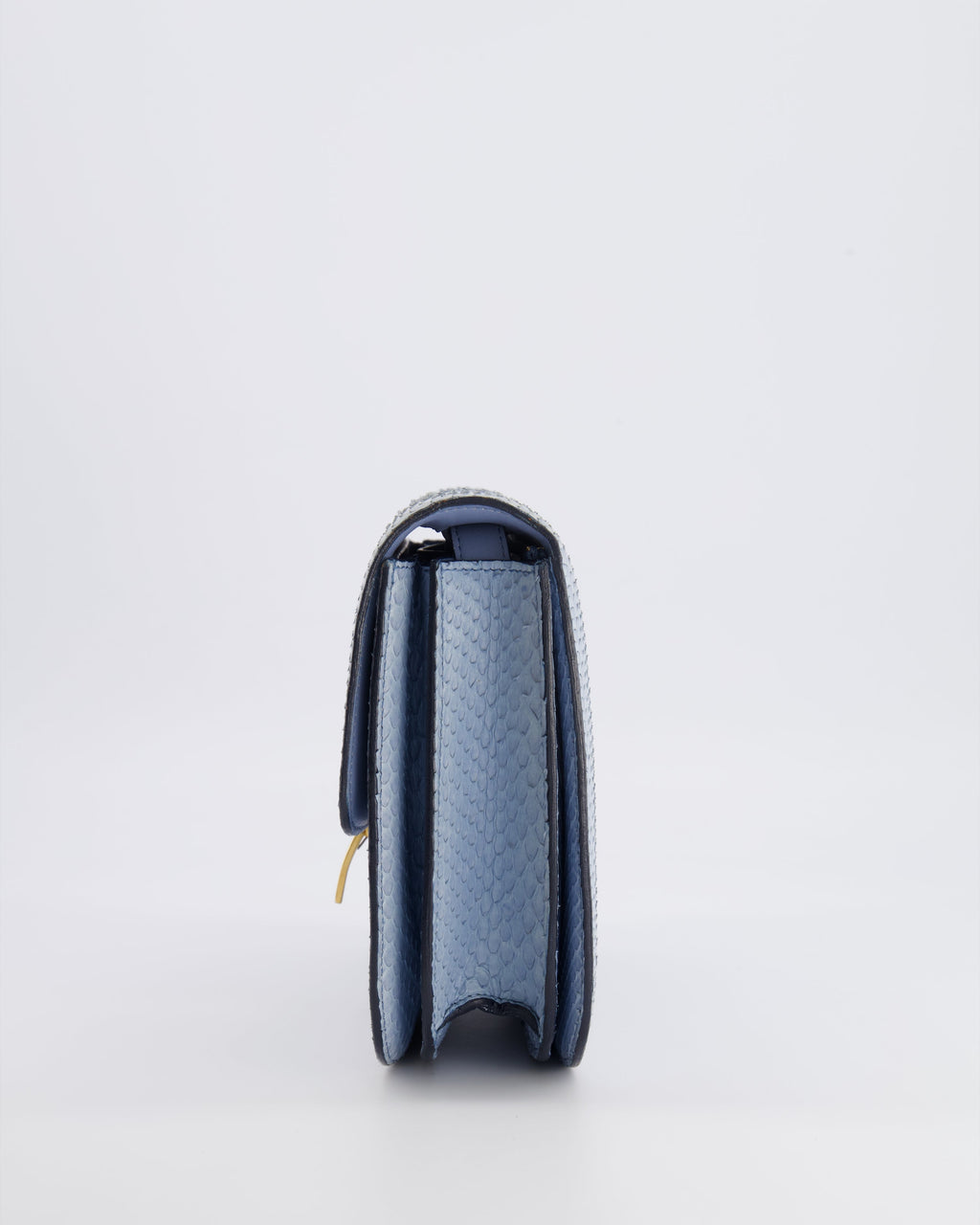 Céline Baby Blue Medium Box Shoulder Bag in Python Leather with Gold Hardware