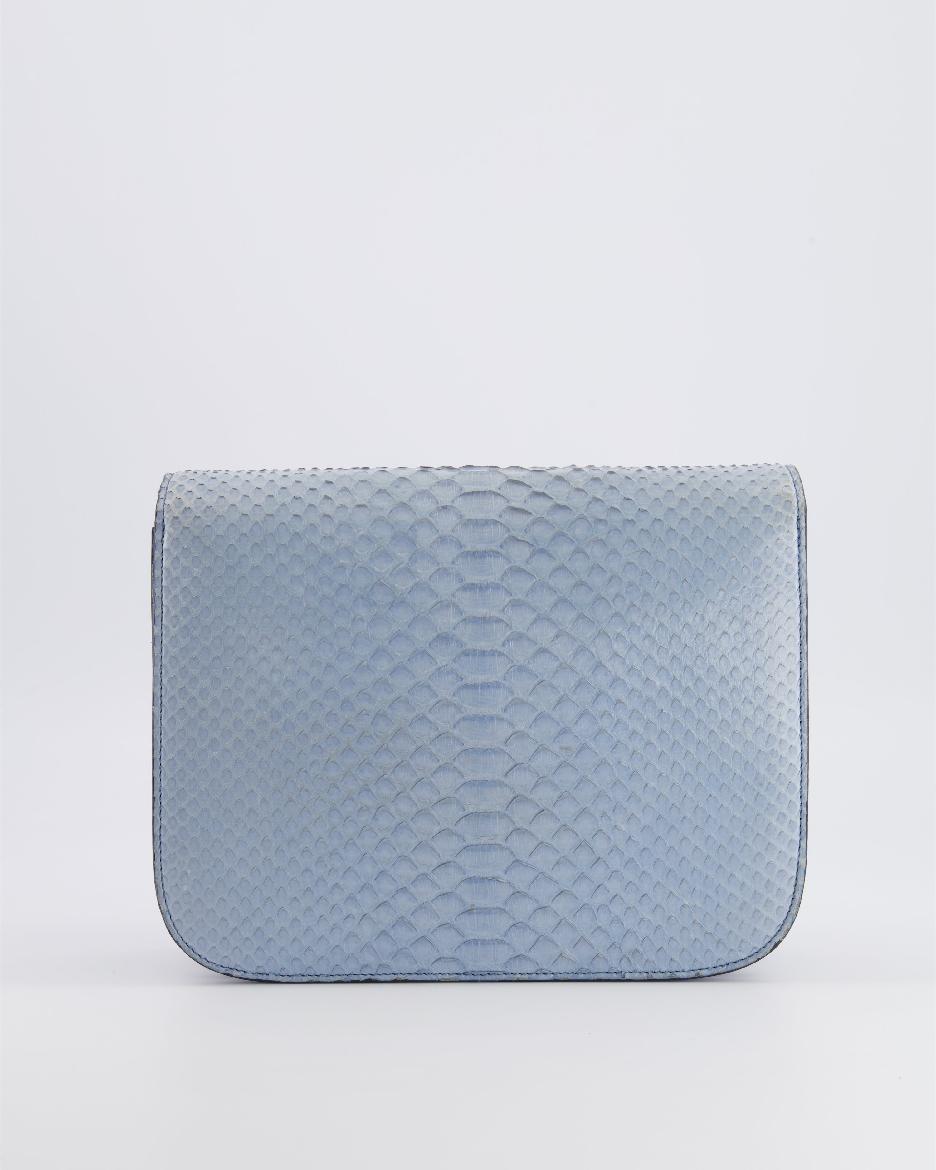Céline Baby Blue Medium Box Shoulder Bag in Python Leather with Gold Hardware