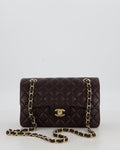 Chanel Brown Small Classic Double Flap Bag in Lambskin Leather with Champagne Gold Hardware