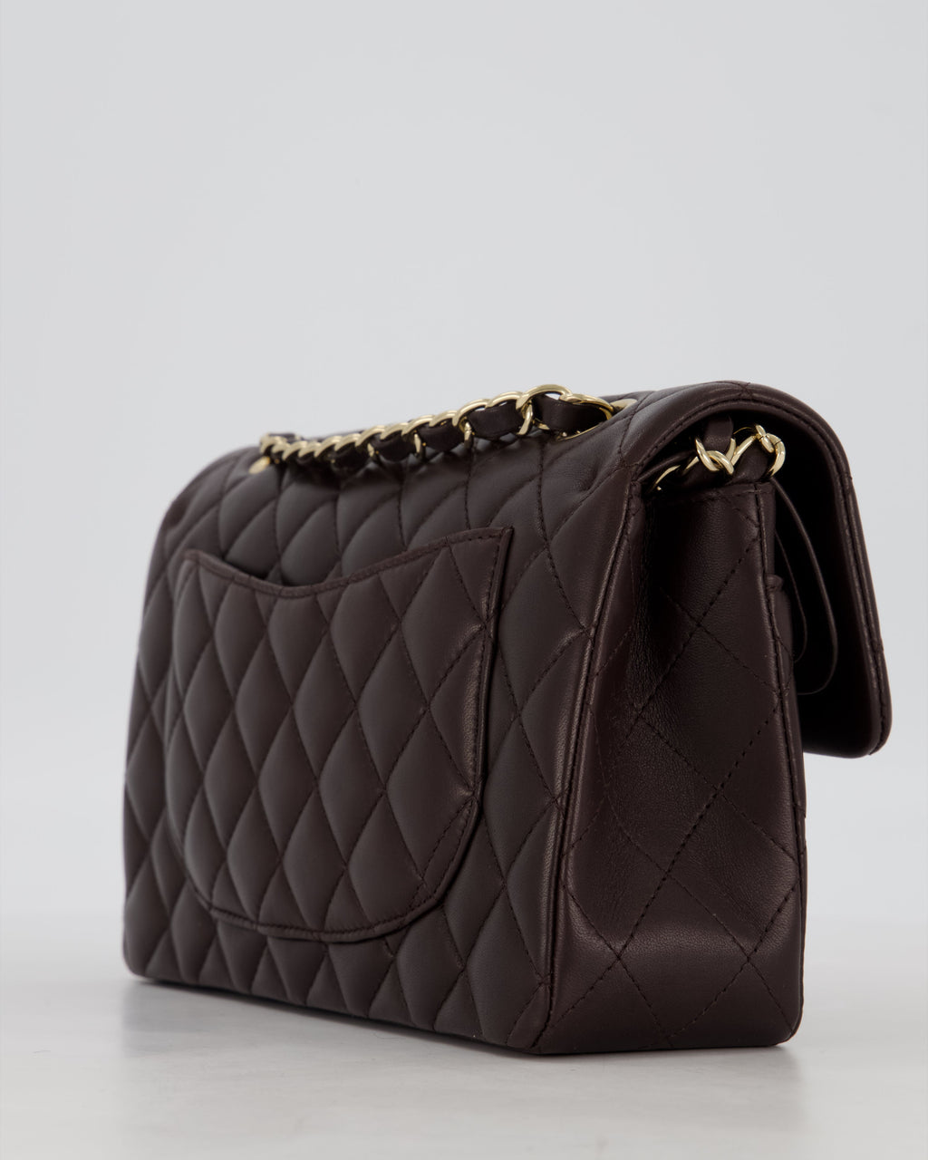 Chanel Brown Small Classic Double Flap Bag in Lambskin Leather with Champagne Gold Hardware