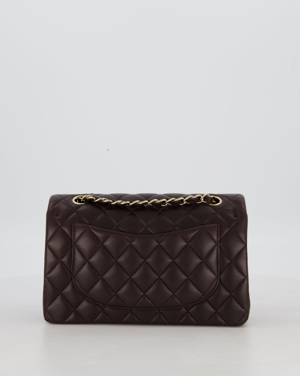 Chanel Brown Small Classic Double Flap Bag in Lambskin Leather with Champagne Gold Hardware