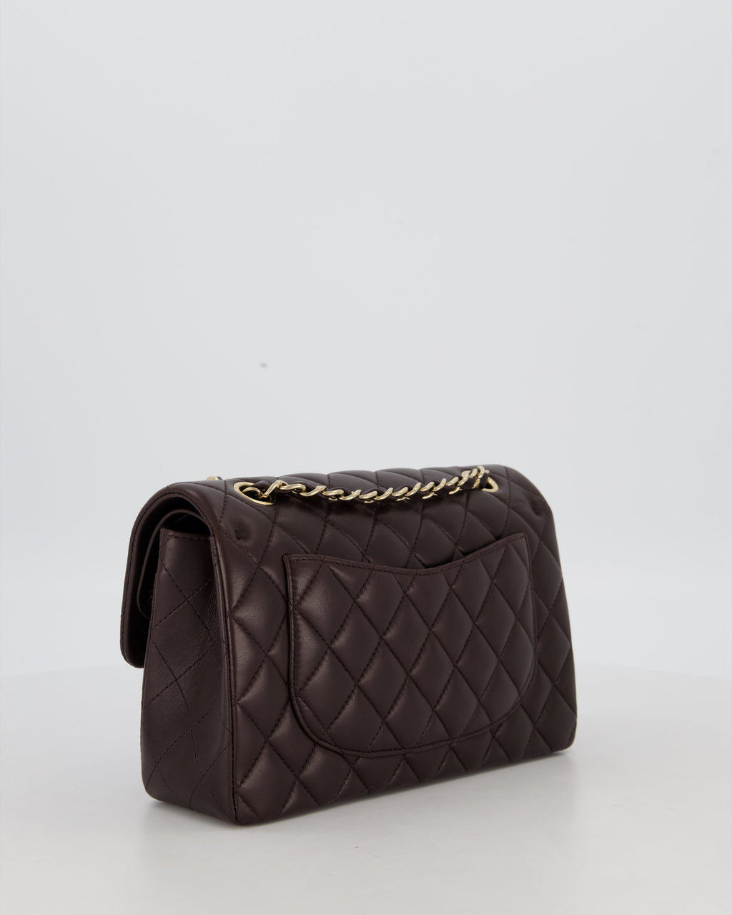 Chanel Brown Small Classic Double Flap Bag in Lambskin Leather with Champagne Gold Hardware