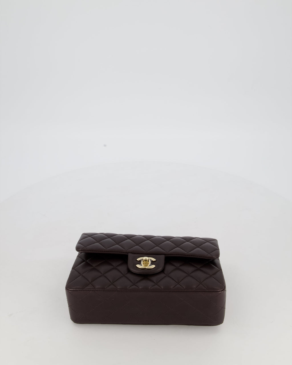Chanel Brown Small Classic Double Flap Bag in Lambskin Leather with Champagne Gold Hardware