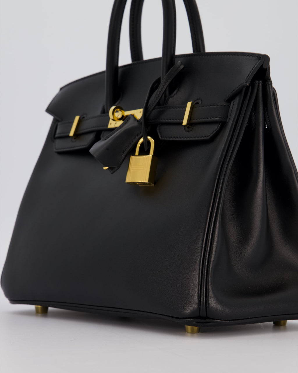 *RARE* Hermès Birkin 25 Retourne Bag in Noir Tadelakt Leather with Gold Hardware