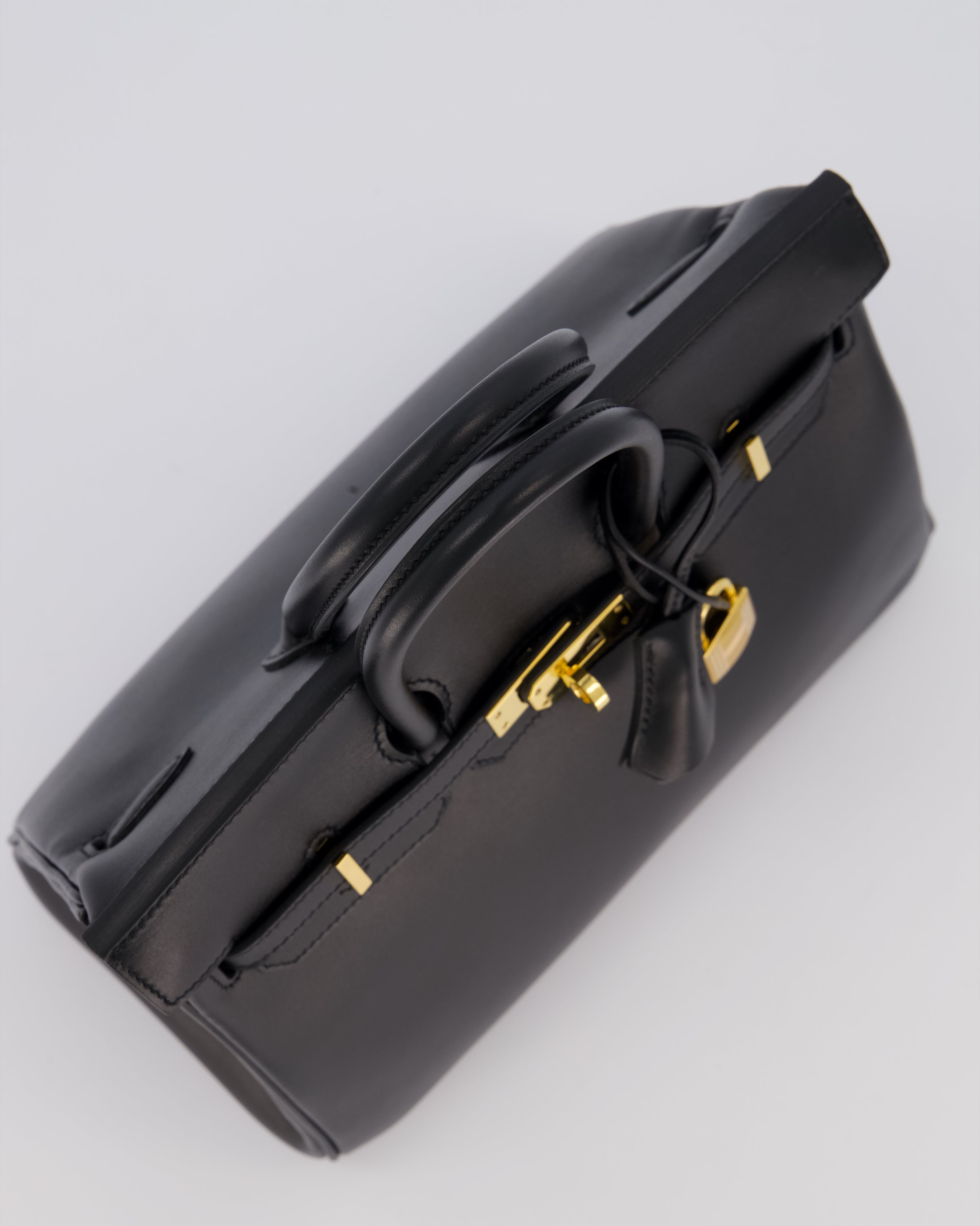 *RARE* Hermès Birkin 25 Retourne Bag in Noir Tadelakt Leather with Gold Hardware