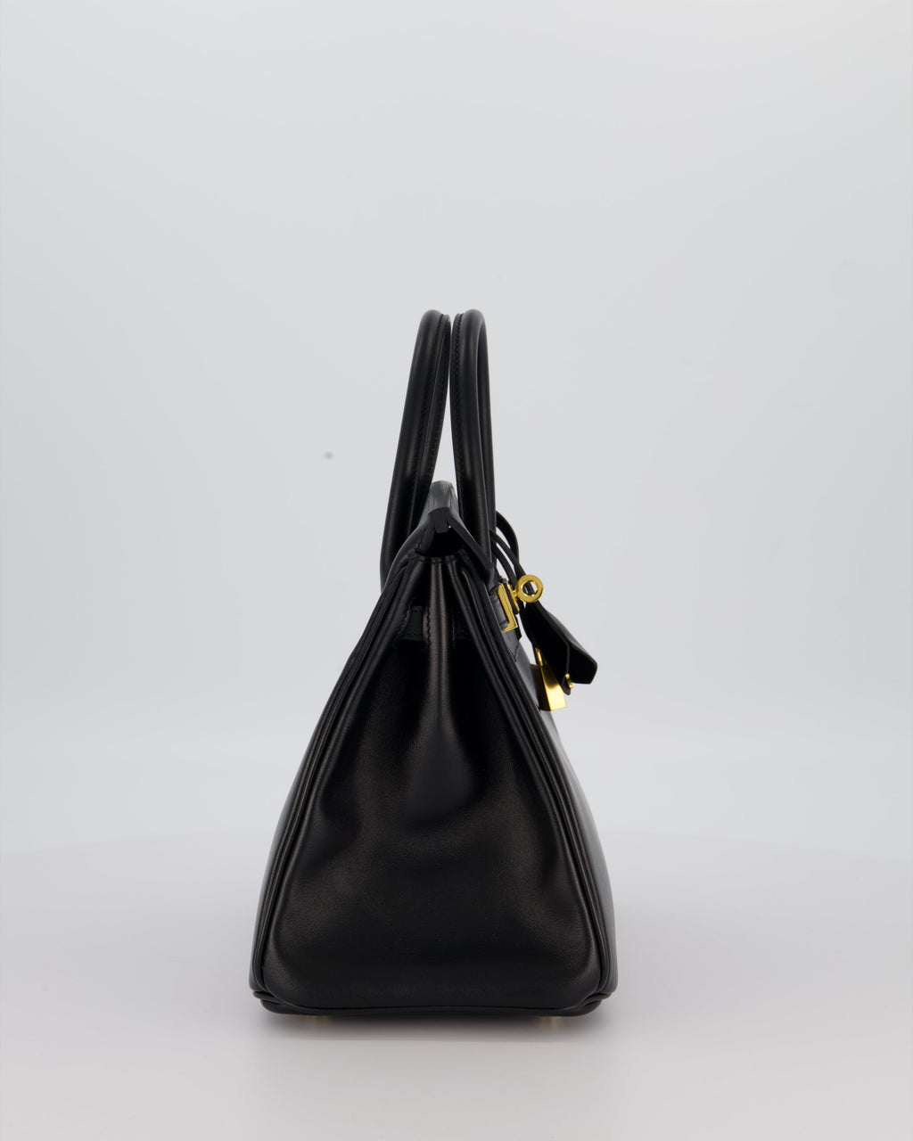 *RARE* Hermès Birkin 25 Retourne Bag in Noir Tadelakt Leather with Gold Hardware