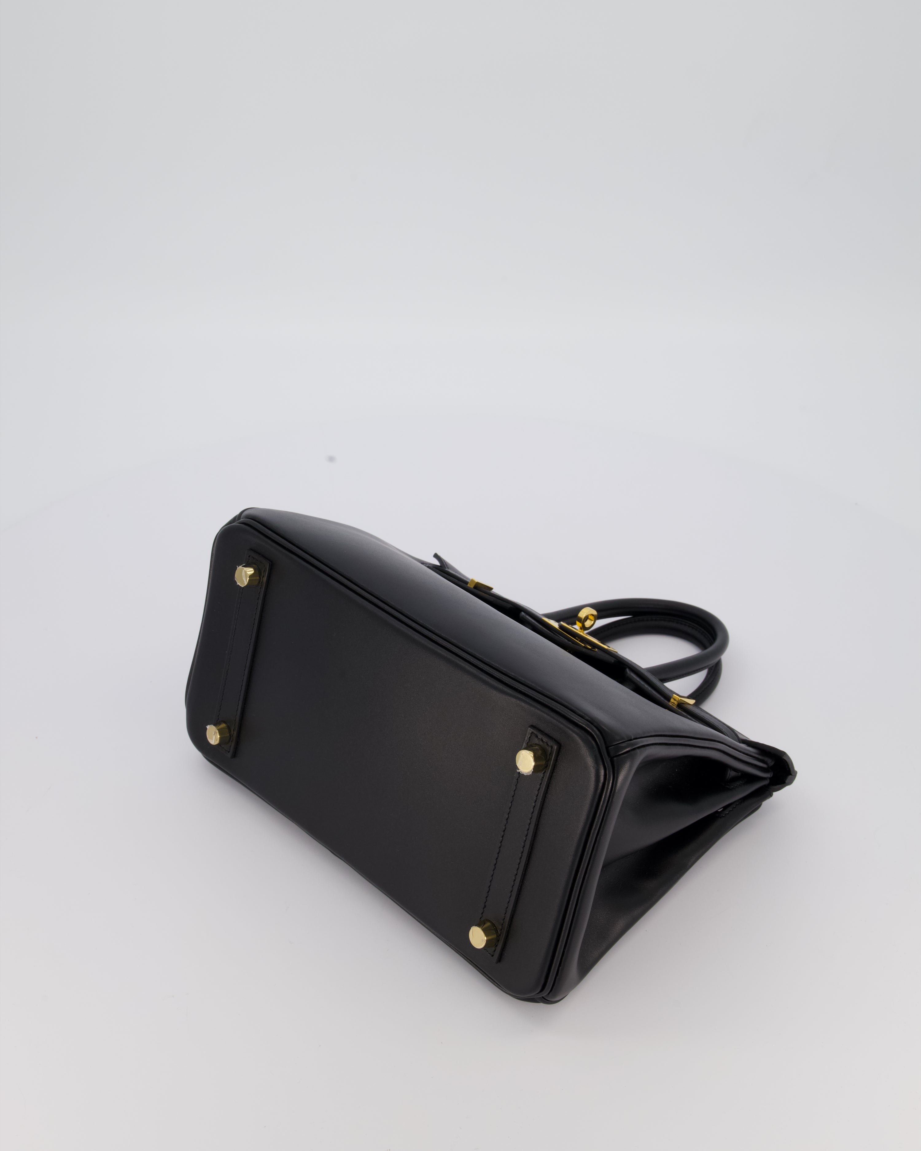 *RARE* Hermès Birkin 25 Retourne Bag in Noir Tadelakt Leather with Gold Hardware