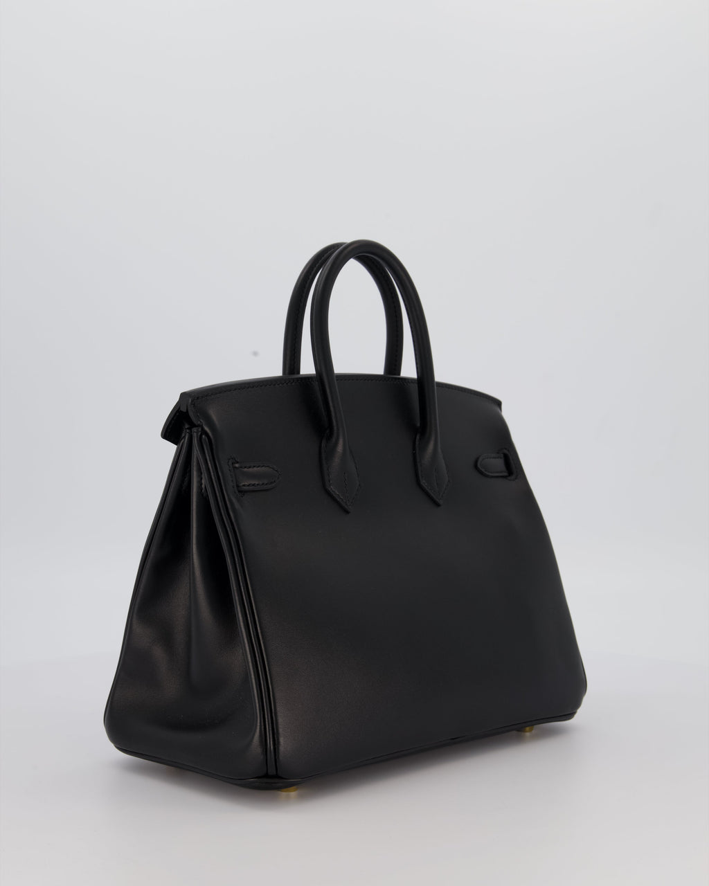 *RARE* Hermès Birkin 25 Retourne Bag in Noir Tadelakt Leather with Gold Hardware